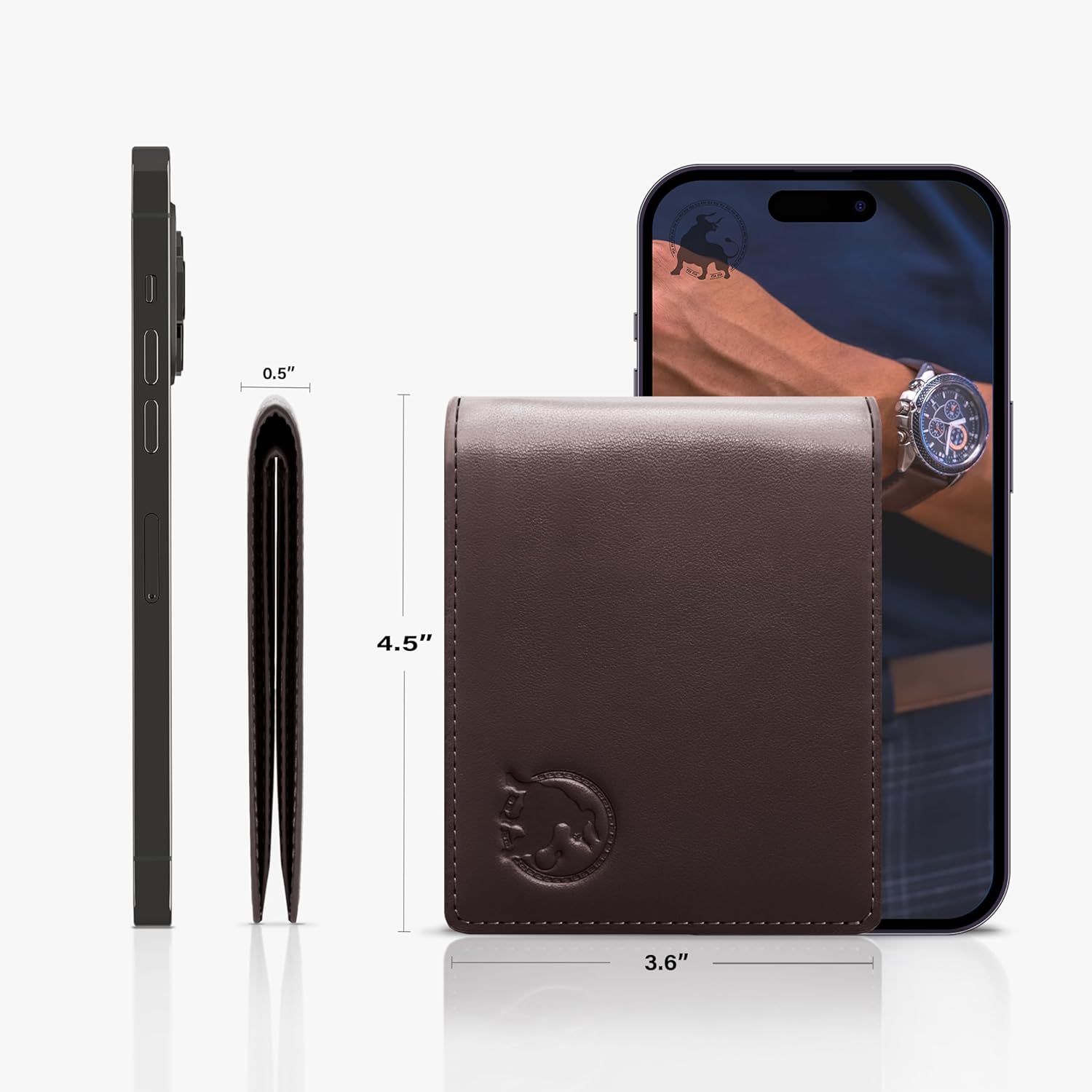 Full-Grain Leather Wallet for Men, Minimalist Slim Mens Bifold RFID Blocking Wallet with Cash Pocket, 8 Card Slots (Dark Brown) - Image 3
