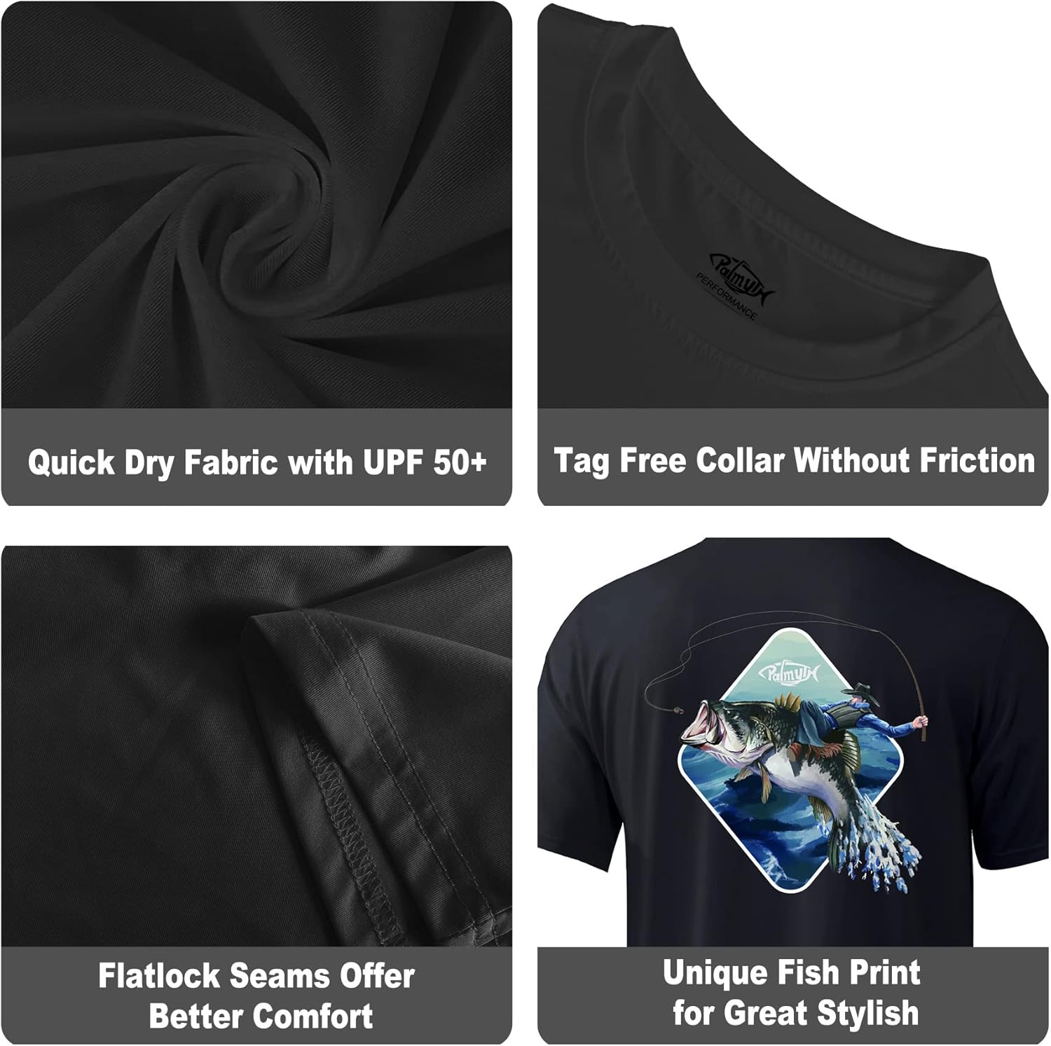 Palmyth Men's Fishing Shirt Short Sleeve Sun Protection UV UPF 50+ SPF T-Shirt - Image 5