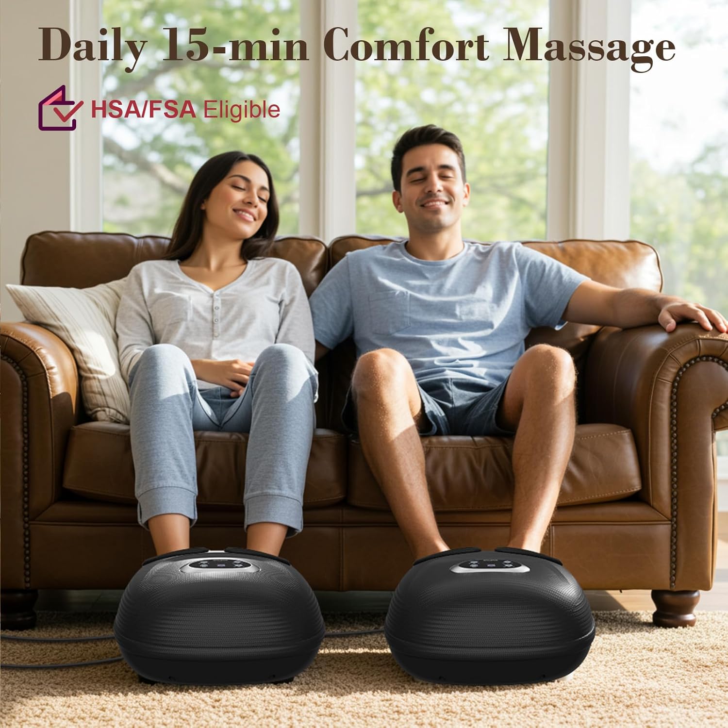 Foot Massager FSA Eligible HSA, 2026 Upgraded Feet Massager with Heat for Plantar Fasciitis Relief, 5 Levels Compression & Vibration Massage for Neuropathy, Birthday Day Gifts for Women Men - Image 7