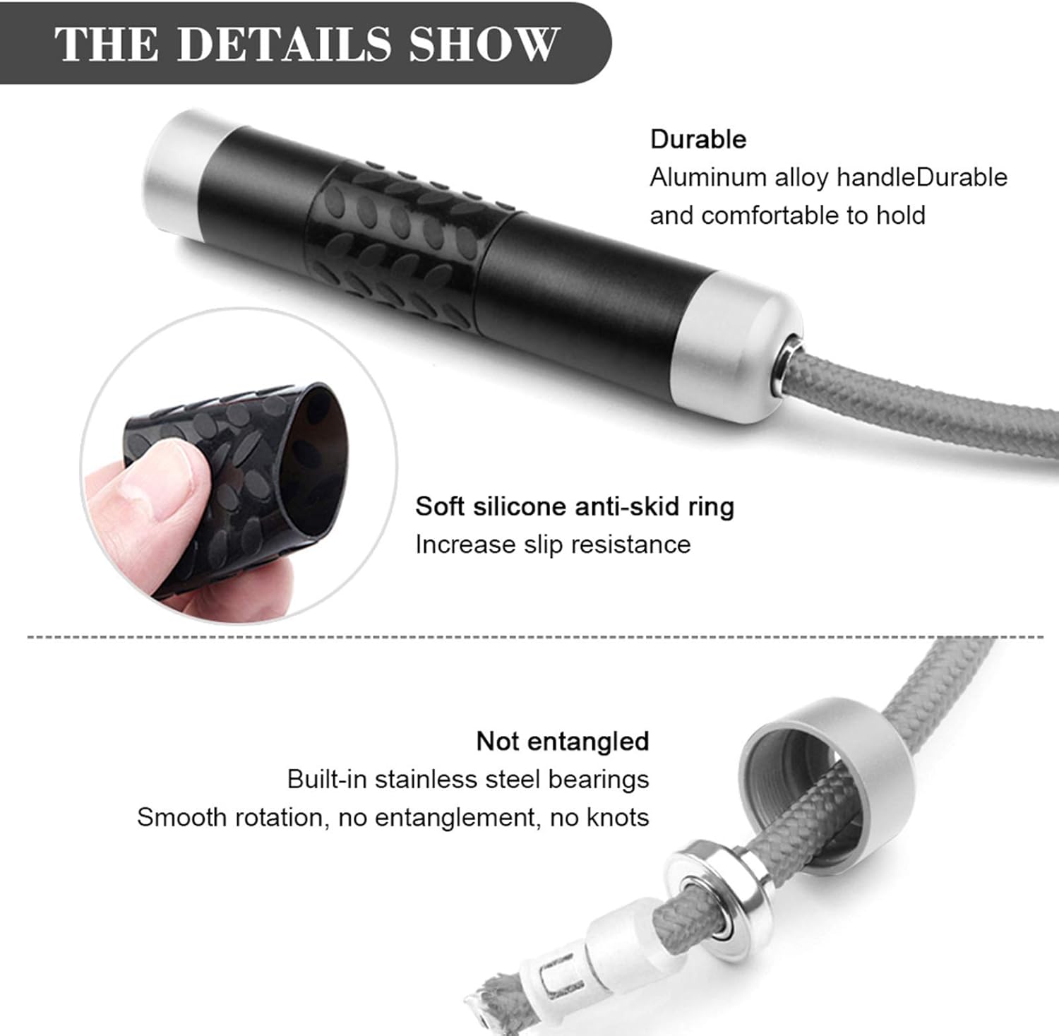 Redify Weighted Jump Rope for Workout Fitness(1LB), Tangle-Free Ball Bearing Rapid Speed Skipping Rope for MMA Boxing Weight-loss,Aluminum Handle Adjustable Length 9MM Fabric Cotton+9MM Solid PVC Rope - Image 3