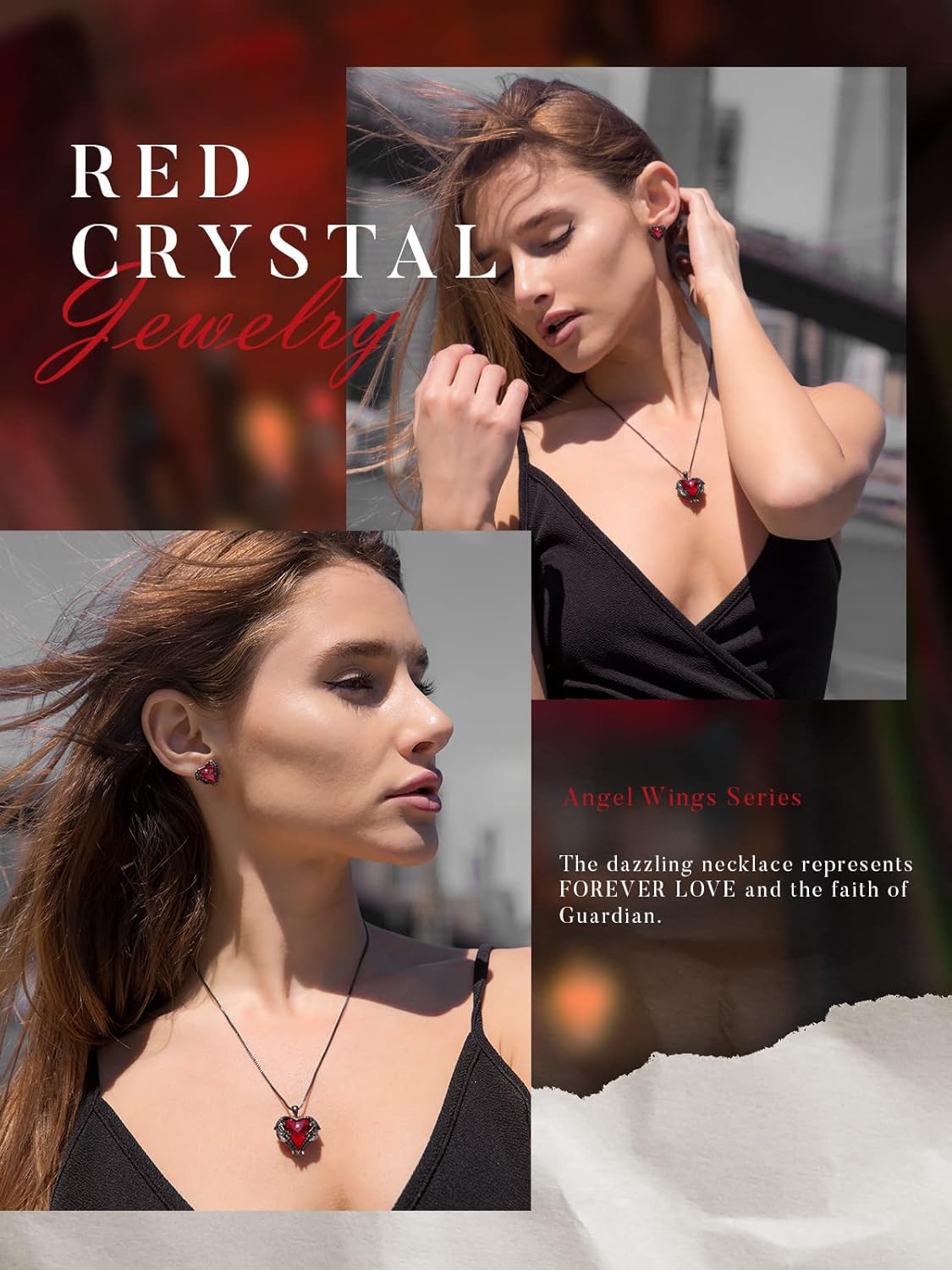 CDE Valentines Day Gifts for Women Angel Wings Necklace for Women with Birthstone, Love Heart Silver Tone/Gold Tone Pendant, Ideal Anniversary or Birthday Jewelry Gifts for Wife Girlfriend Her - Image 6