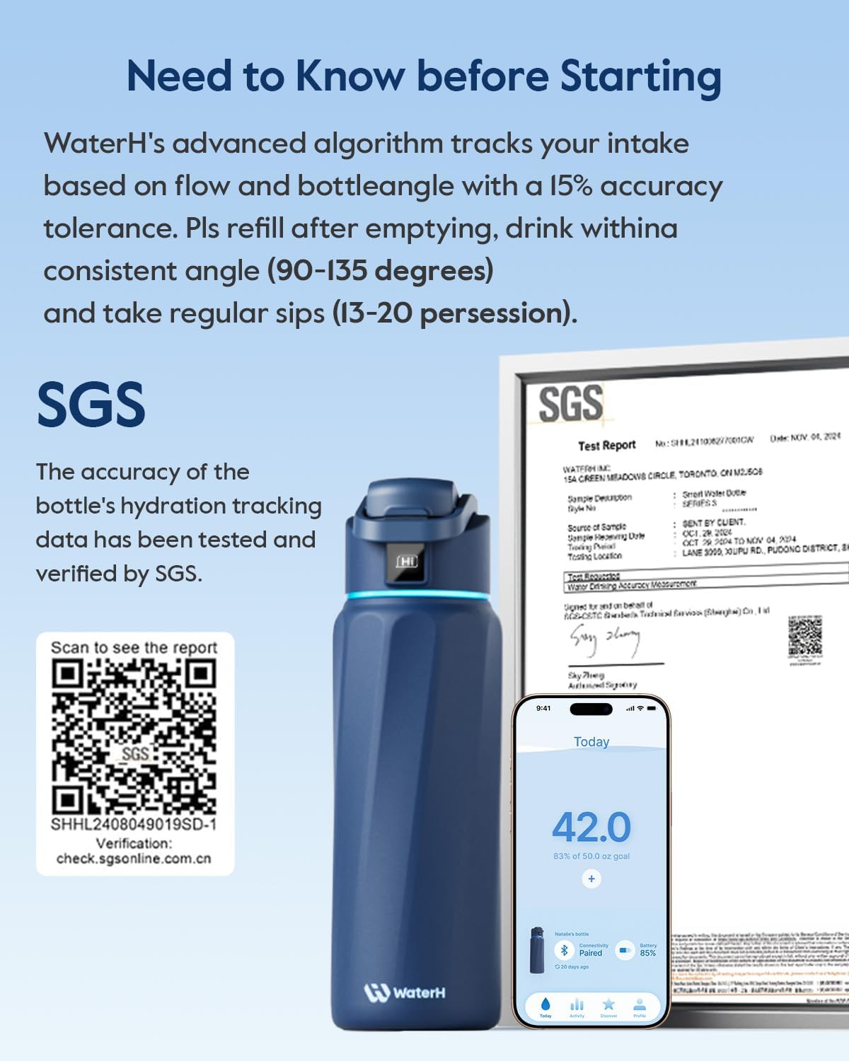 BOOST Smart Water Bottle with Reminder & Tracker, Double Wall Vacuum Insulated Bottles Stainless Steel, 32oz BPA-Free Wide Mouth for Gym, Office, School, Ideal Gift for Christmas, New Year - Image 7