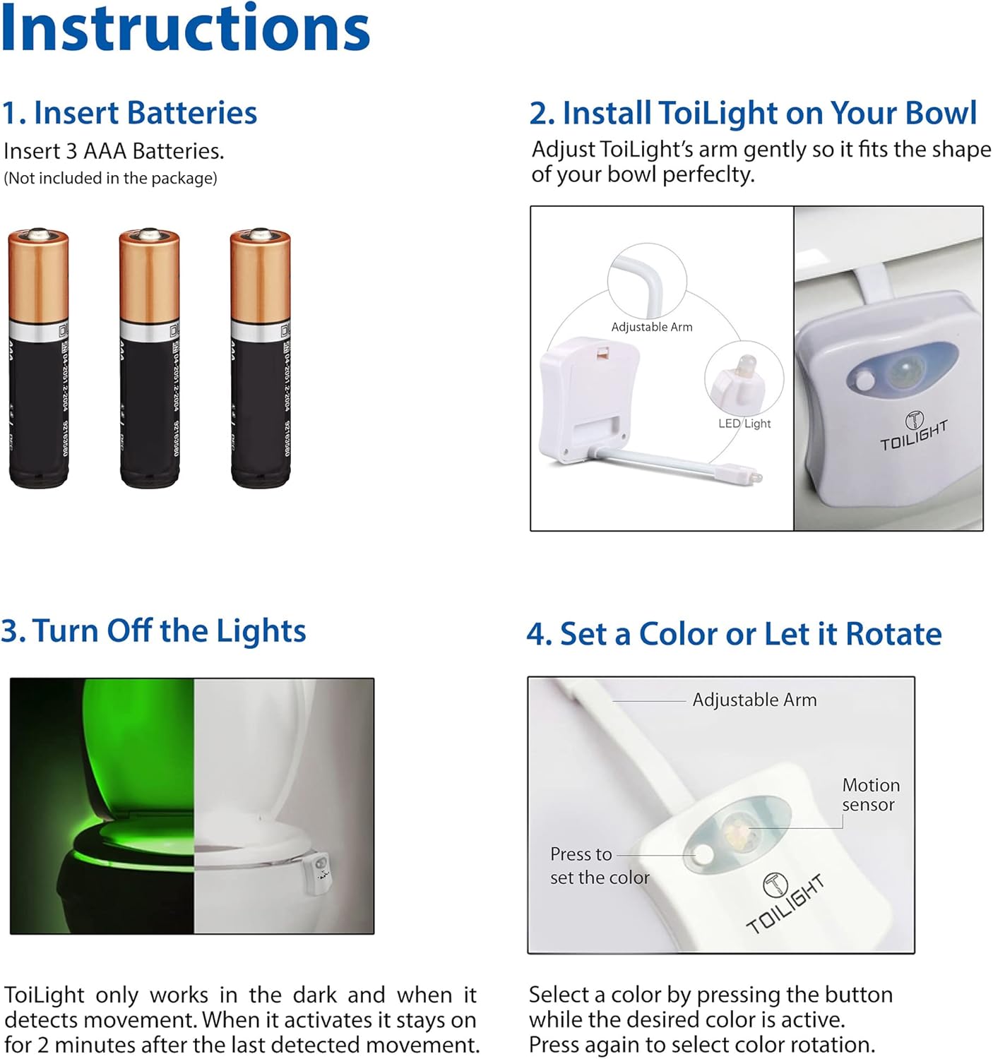 ToiLight The Original Toilet Bowl Night Light. Fun Useful Bathroom Motion Sensor Tech Gadget. Funny Novelty Birthday Gift Idea. Stocking Stuffer for Him Her Guys Men Mom Brother - Image 8