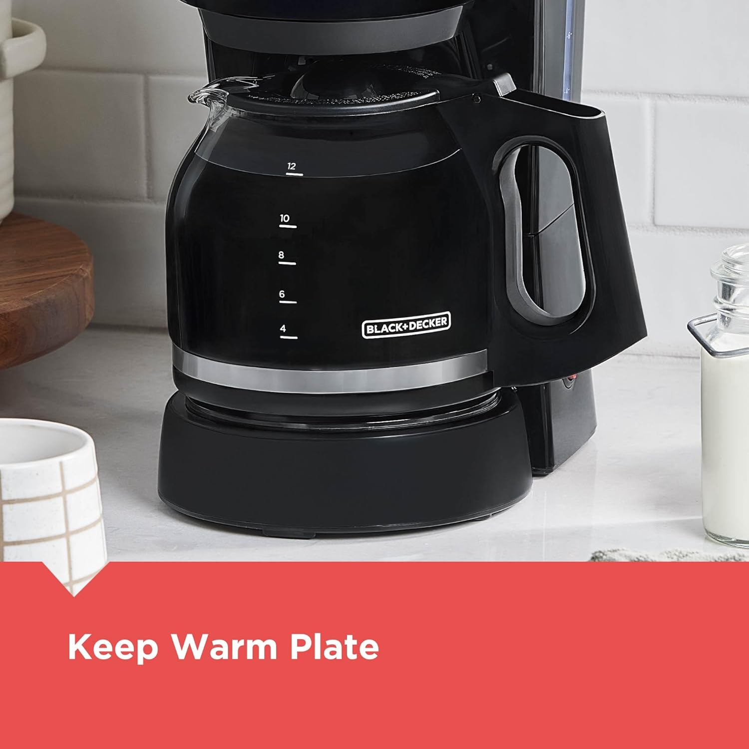 BLACK+DECKER 12-Cup Coffee Maker with Easy On/Off Switch, Easy Pour, Non-Drip Carafe with Removable Filter Basket, Vortex Technology, Black - Image 7