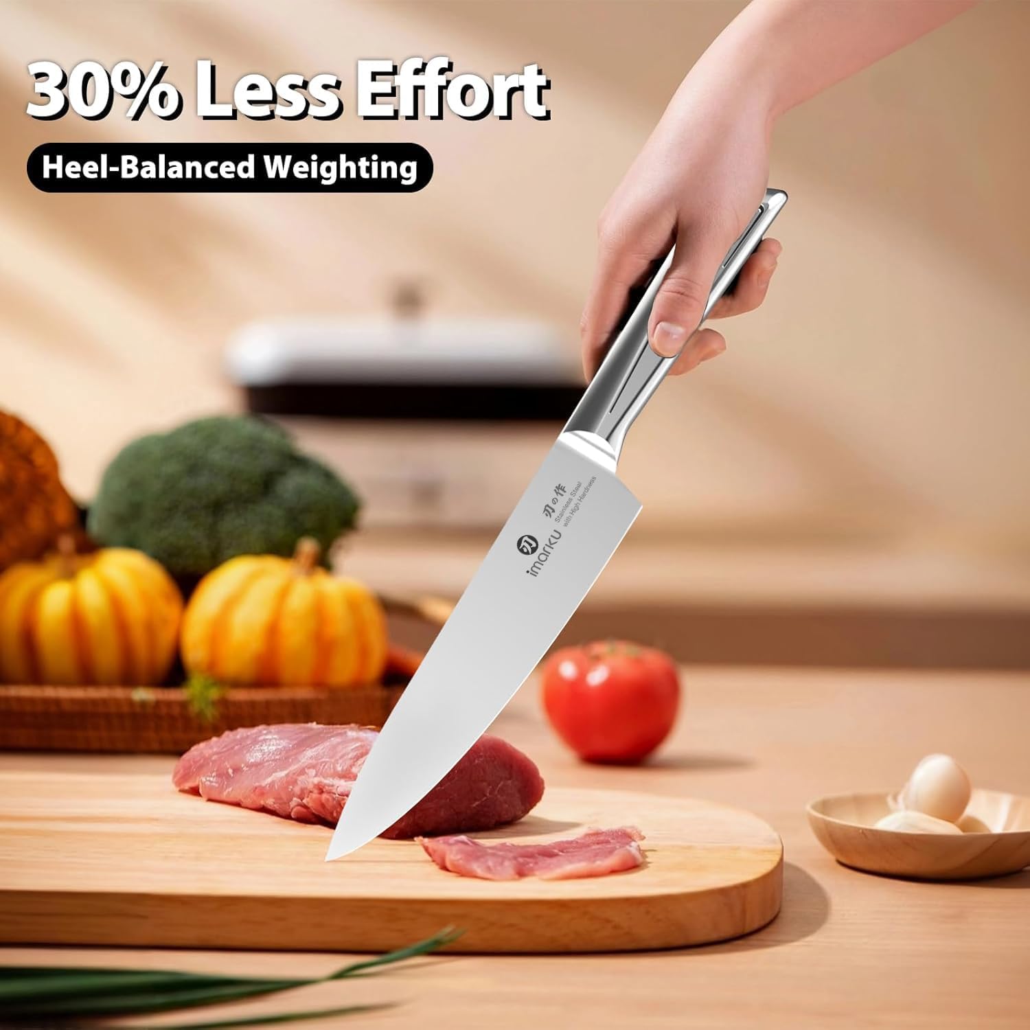 imarku Knife Set, 10 PCS Japanese Stainless Steel Knife Block Set, Kitchen Knife Sets with Wooden Drawer Organizer, Drawer Knife Set,Dishwasher Safe, Ultra Sharp Chef Knife, Gifts for Women Men - Image 3