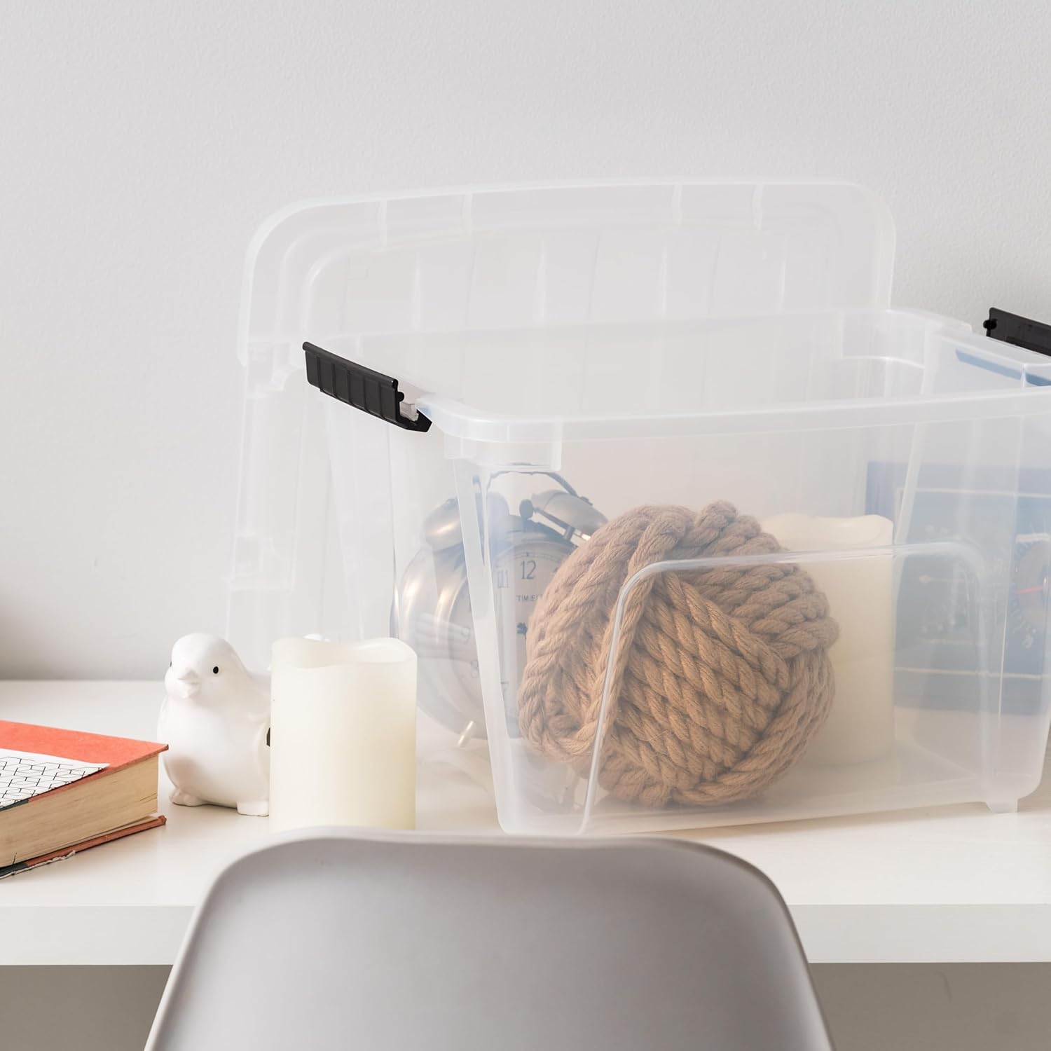 IRIS USA 19 QT Plastic Storage Box with Lid and Latches - 6 Pack - BPA-Free, See-Through Organizing Solution, Durable Nestable Stackable Containers, Secure Pull Handle - Clear - Image 9