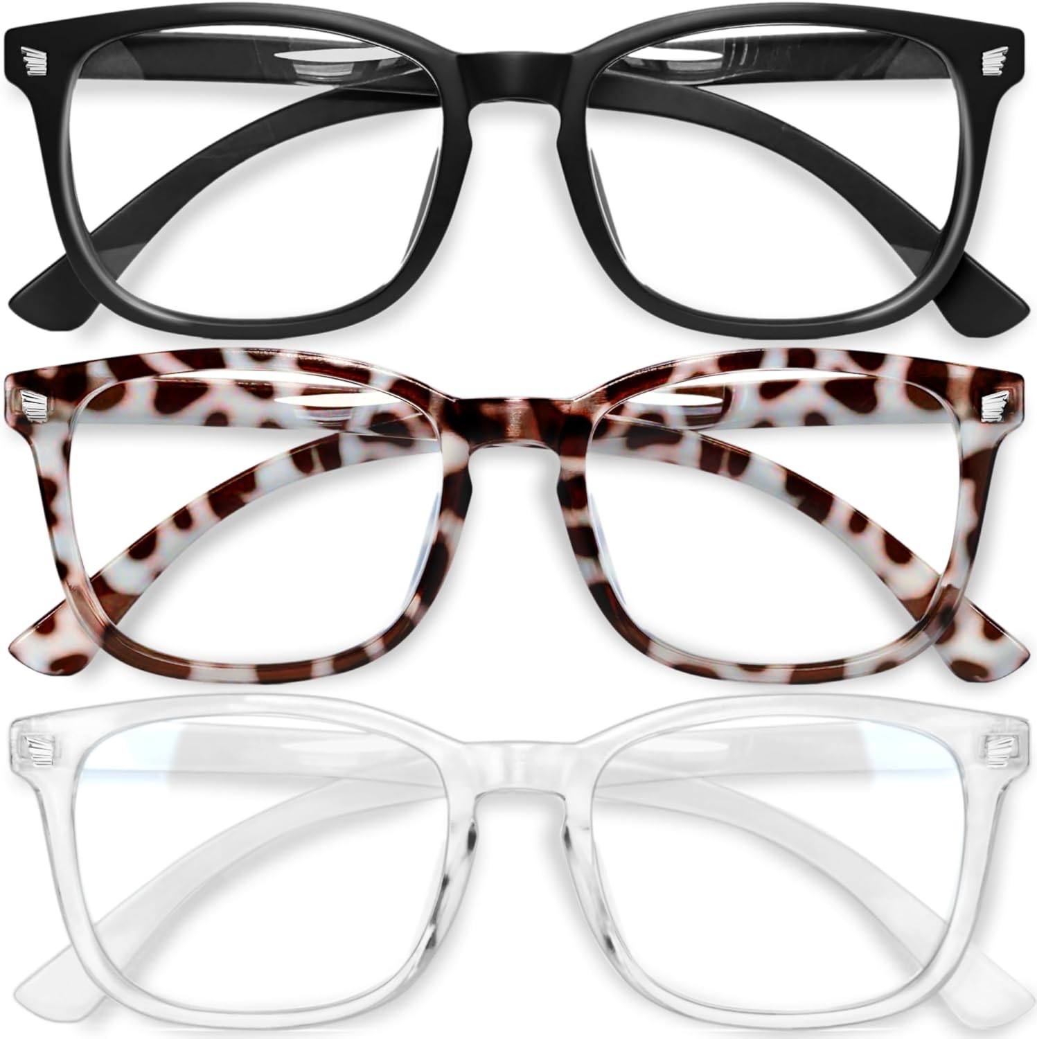 Gaoye Stylish Blue Light Glasses for Woman - Computer Glasses for Blue Light Blocking - Lightweight Frames - 3 pack