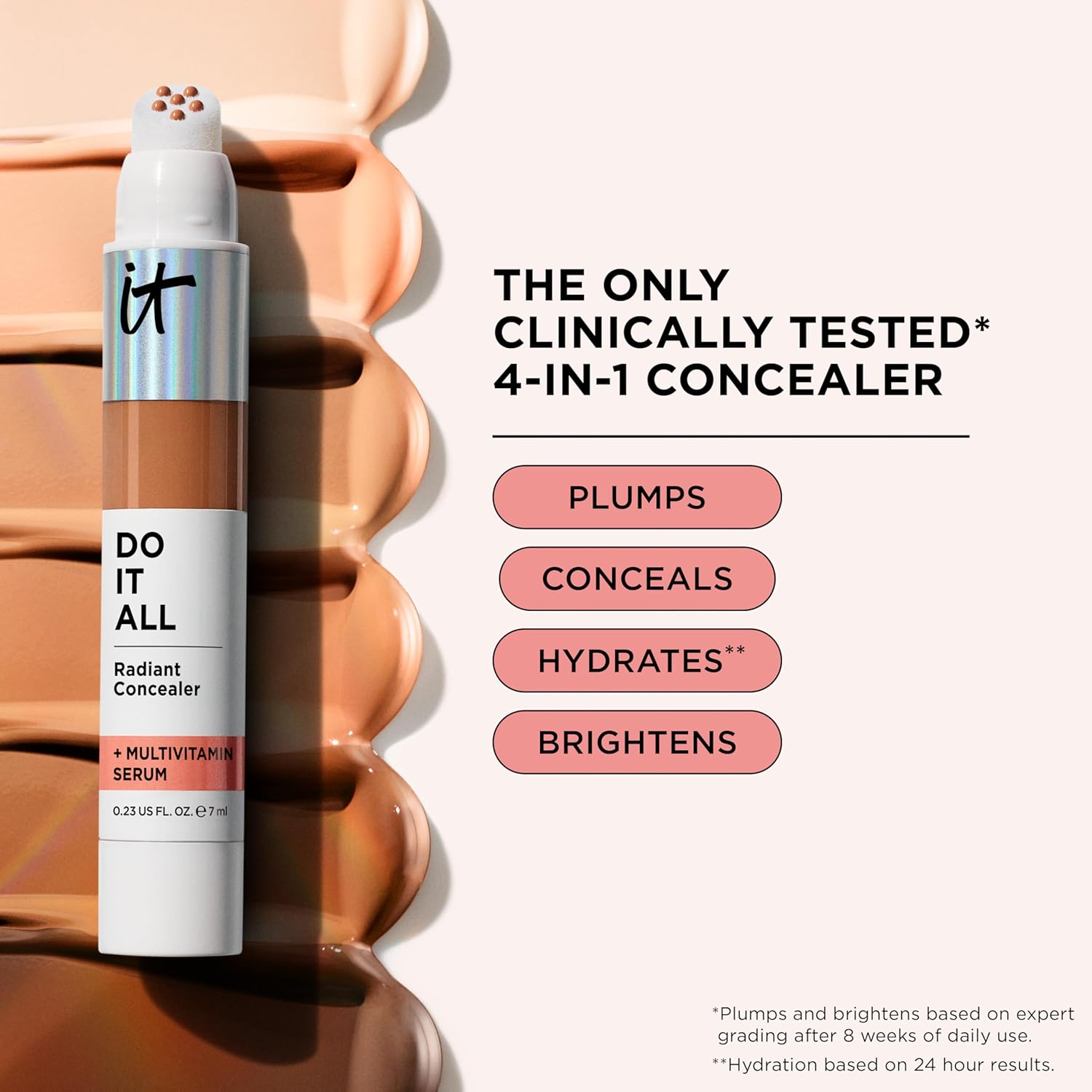 IT Cosmetics Do It All Radiant Concealer – Makeup Concealer – Hydrate & Brighten – Creaseless Medium Coverage & Radiant Finish – Niacinamide & Hyaluronic Acid - 0.2 Fl Oz - Image 6