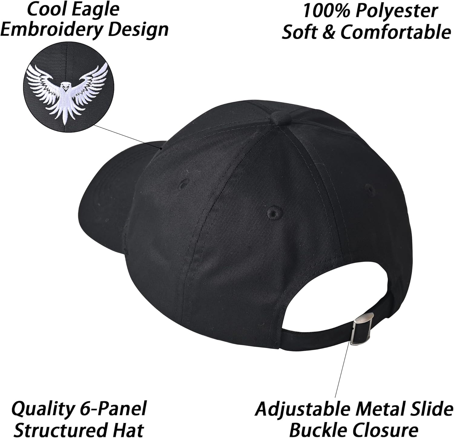 Panda/Eagle Baseball Cap for Women Men Adjustable Fit Structured Trendy Hat - Image 4