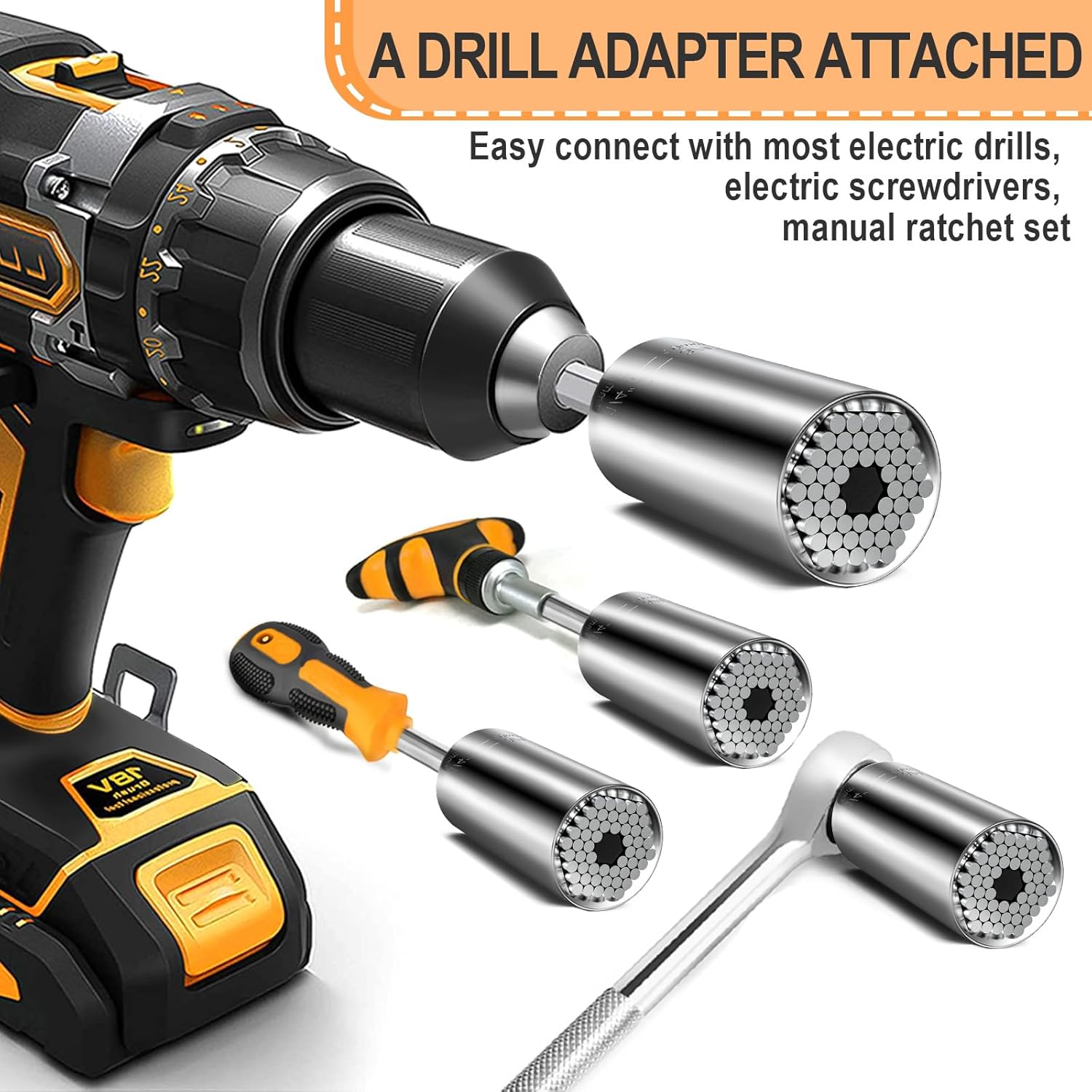 Fathers Day Dad Gifts from Daughter Son Wife Super Universal Socket Tools Gifts for Men, Grip Set with Power Drill Adapter Cool Stuff Gadgets Present Ideas Gifts for Dad Husband Him Grandpa Step Dad - Image 5