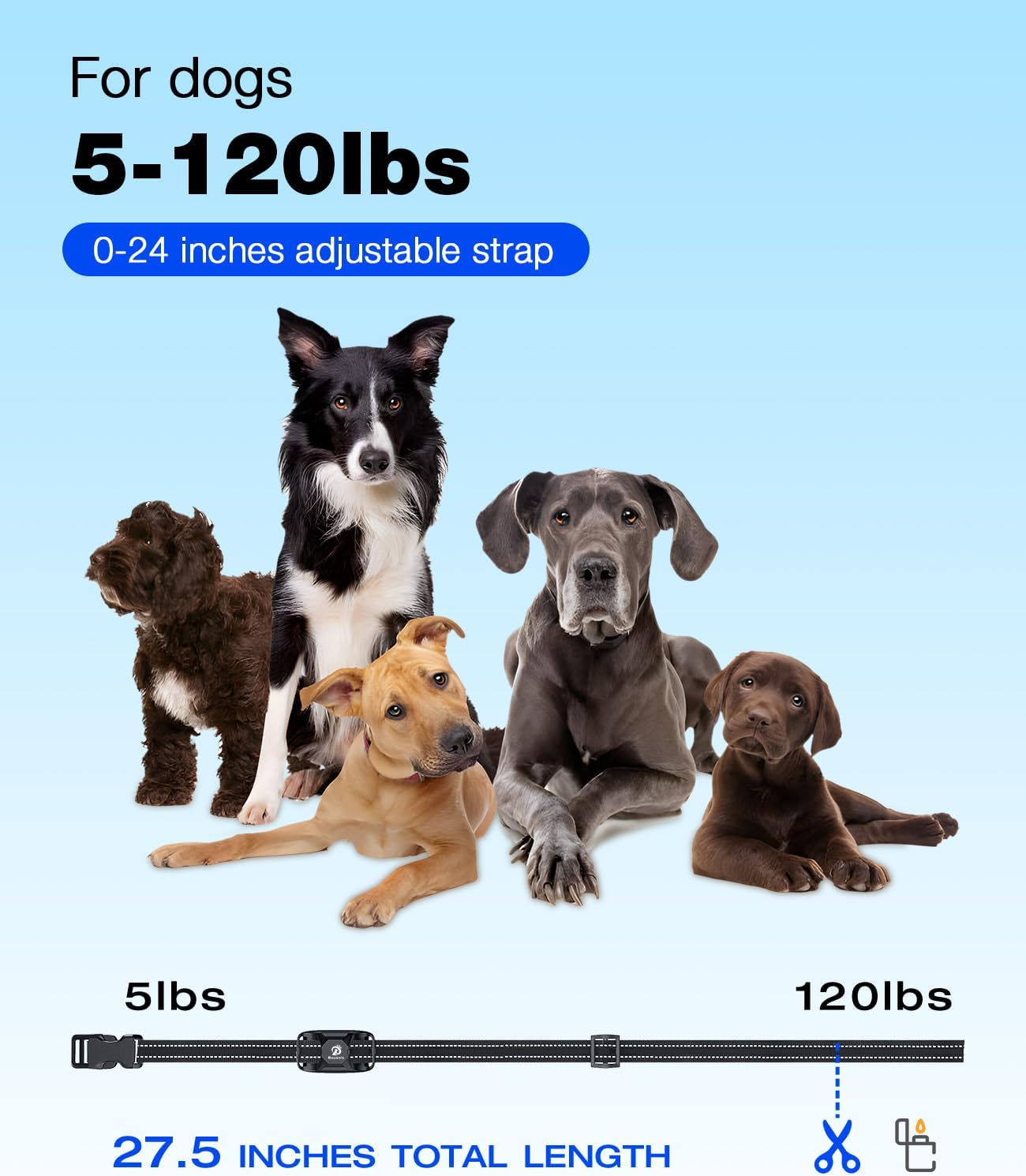 Bousnic Dog Shock Collar - 3300Ft Training Collar with Remote for 5-120lbs Small Medium Large Dogs Rechargeable Waterproof e Collar with Beep (1-8), Shake(1-16), Safe Shock(1-99) Modes (Black) - Image 4