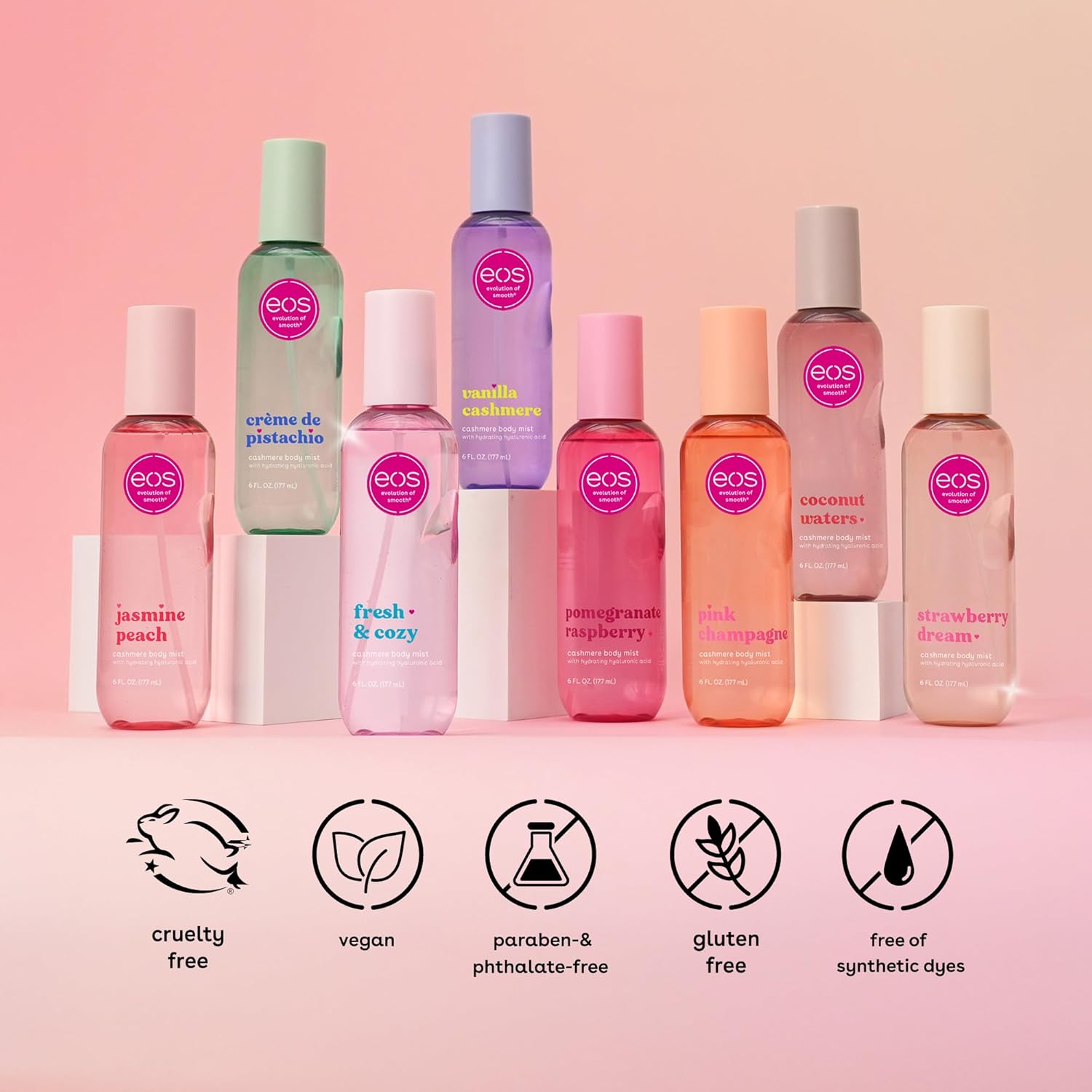 eos Cashmere Body Mist, Vanilla Cashmere, Soft Musk, Cozy Caramel, Hair Mist, Body Spray for Women Moisturizing, Hyaluronic Acid, Vanilla Body Spray, Vegan, Cruelty-free, 6 fl oz - Image 6