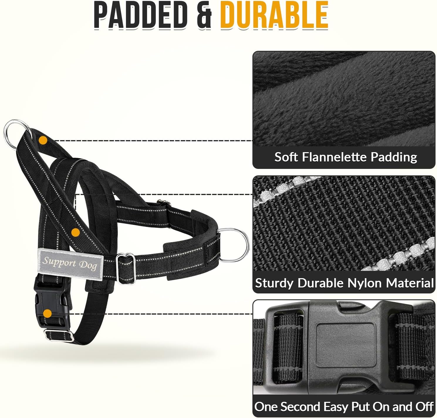 SlowTon No Pull Dog Harness - Heavy Duty Dog Harness and Leash Set for Medium Large Dogs, Reflective Tactical Harness with Soft Padded and Front Clip for Easy Walk and Training (Black L) - Image 3