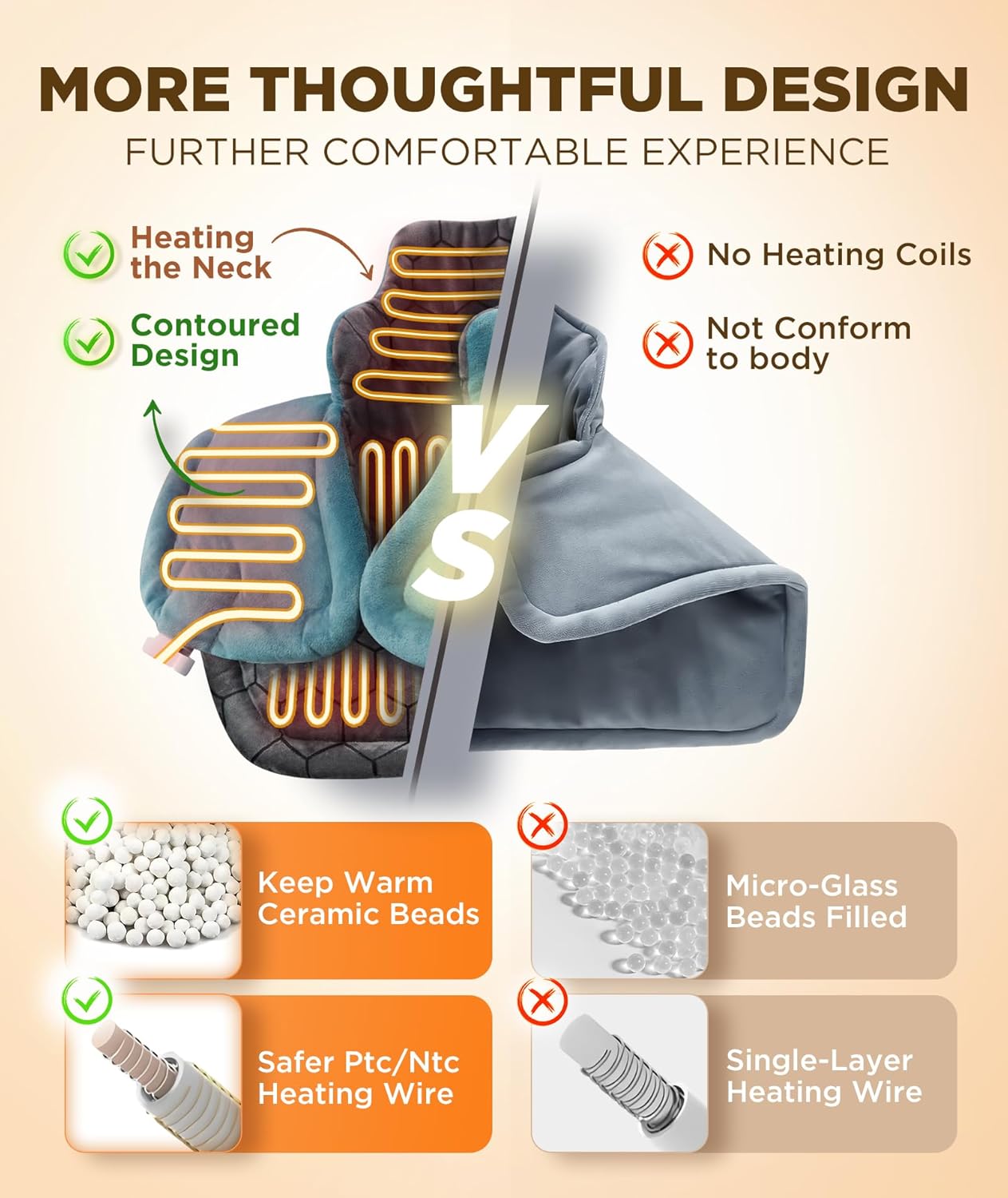 Graphene-Infused Heating Pad 3X Deeper Pain Relief, Weighted Instant Heating Pads for Neck and Shoulders, Heated Wrap w/ 6 Heat Options 4 Auto-Off Timer, Gifts for Mom Women Christmas Birthday - Image 4