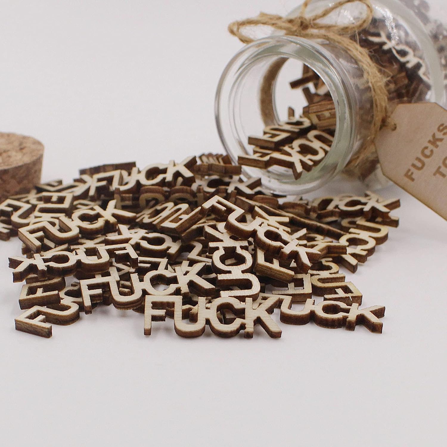 fuck jar(5oz) Gift Jar,Fucks to Give,Fuck Wooden Cutout Letter Piece Bad Mood Vent Spoof Birthday Day,Holiday, Thanksgiving Christmas Gifts to Friend,Gag Funny Gift - Image 7
