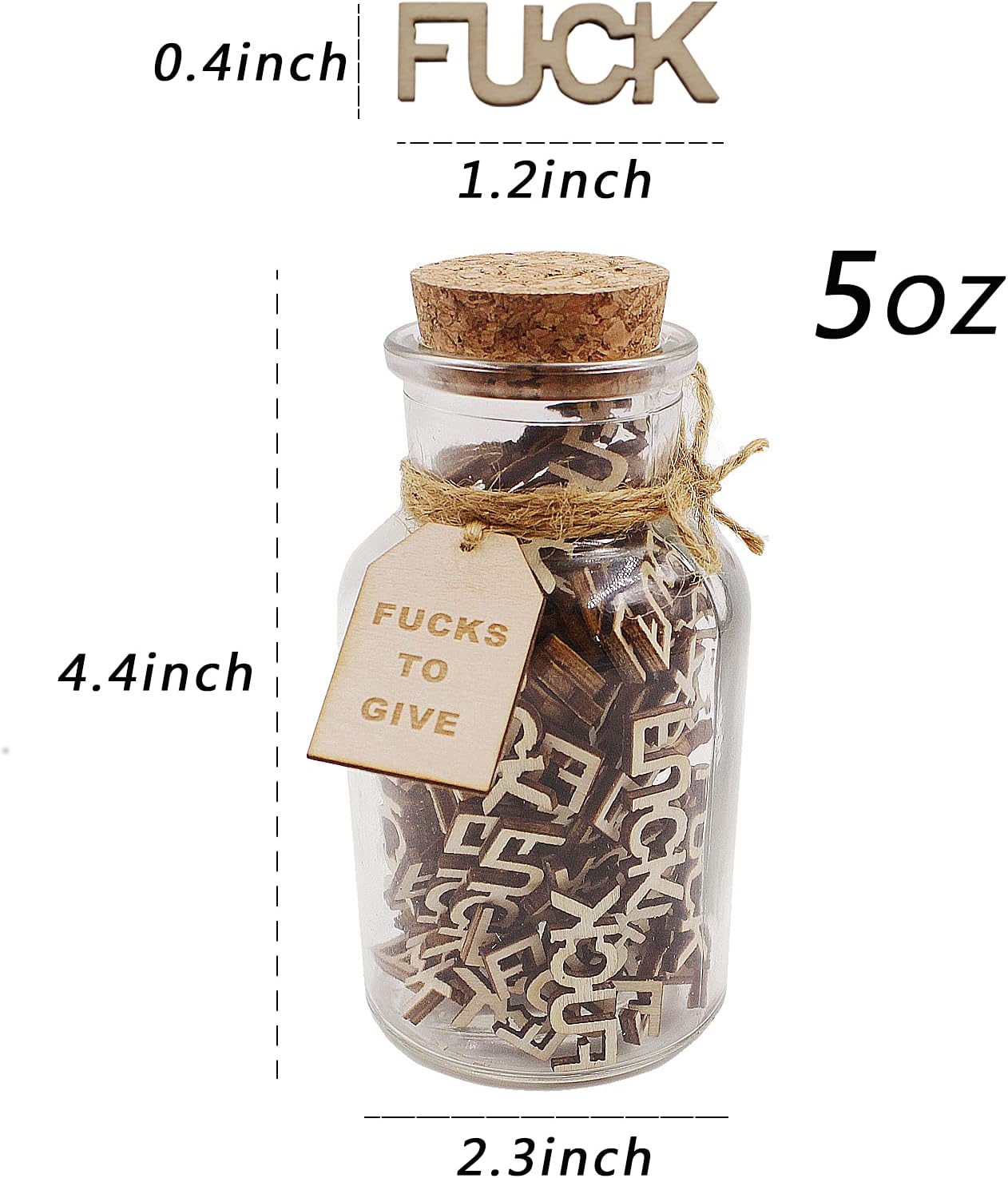 fuck jar(5oz) Gift Jar,Fucks to Give,Fuck Wooden Cutout Letter Piece Bad Mood Vent Spoof Birthday Day,Holiday, Thanksgiving Christmas Gifts to Friend,Gag Funny Gift - Image 3