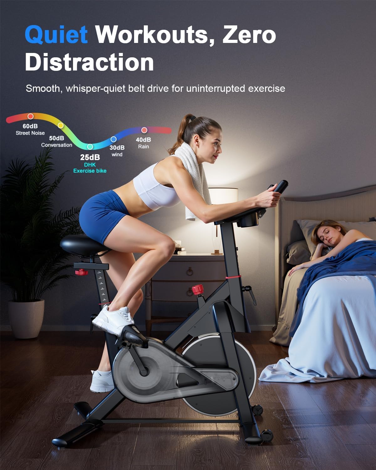 Superun Exercise Bike, Stationary Bikes for Home with Brake Pad, Low Noise Spin Bike with 300LBS Weight Capacity, Indoor Cycling for Home Gym with Pad Mount LCD Monitor and Cup Holder - Image 6