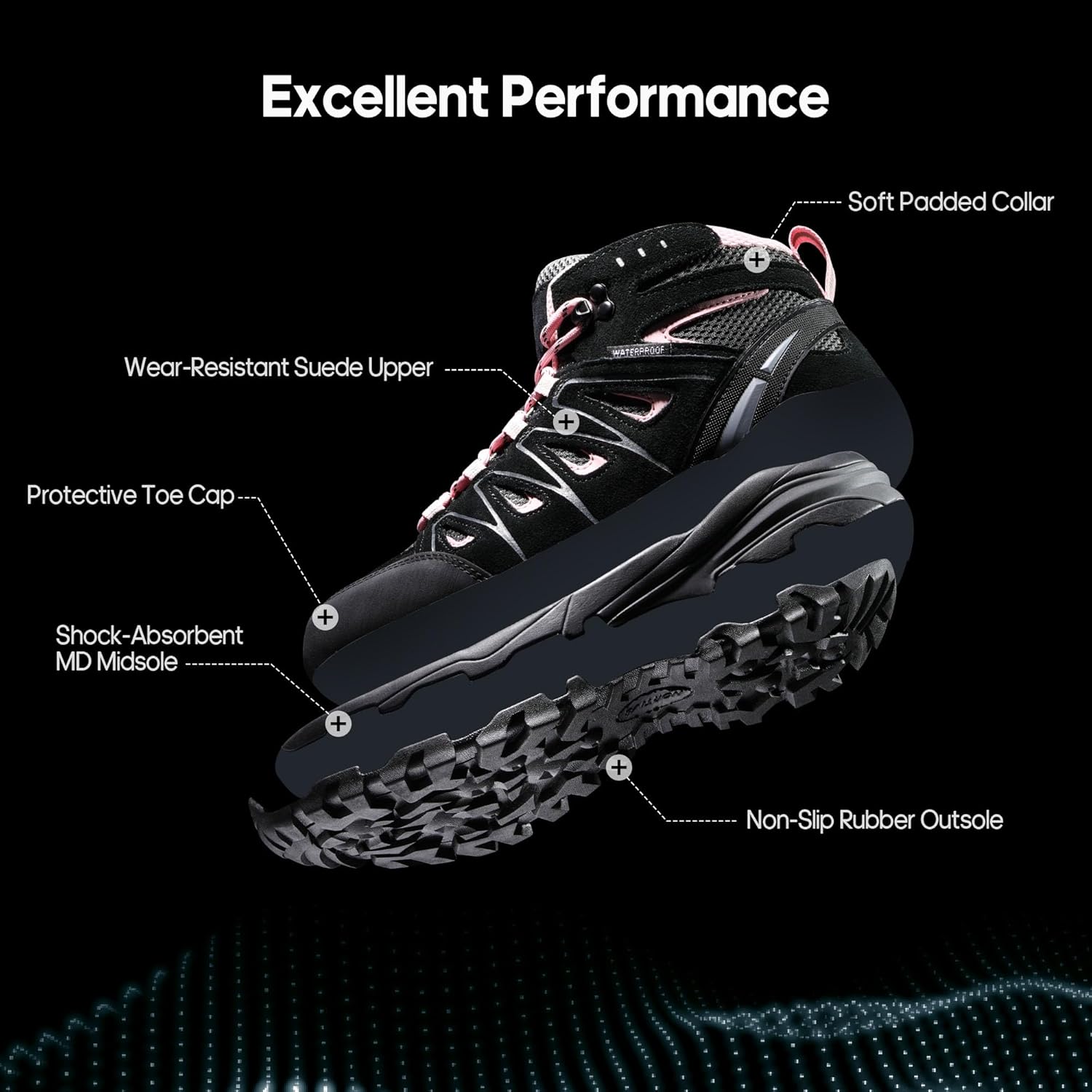 NORTIV 8 Women's Waterproof Hiking Boots Outdoor Trekking Camping Trail Hiking Boot Seeker - Image 4