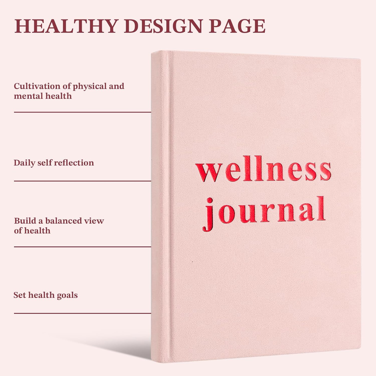 Wellness Journal Planner- Gratitude & Mindset Mental Health Journal,Track Goals, Sleep & Lifestyle,Daily Self Reflection,Self Care Journal,Daily Positive Mindfulness Diary,size A5 pink. - Image 3