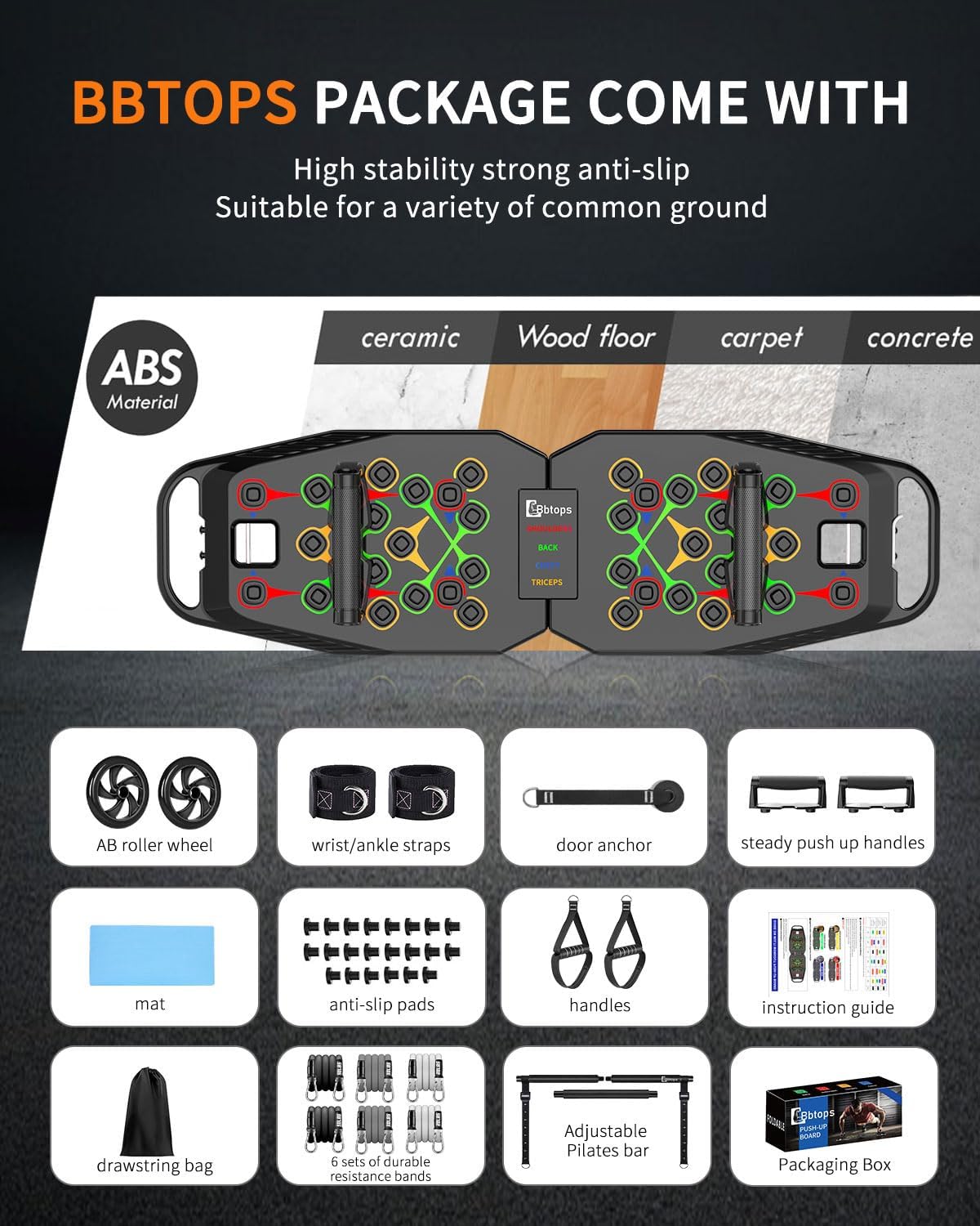 Push UP Board, Pilates Bar & Fitness Accessories, 25 in 1 Foldable Push up Bar at Home Gym, Workout Exercise Professional Push Up Strength Training Equipment for Man and Women - Image 6