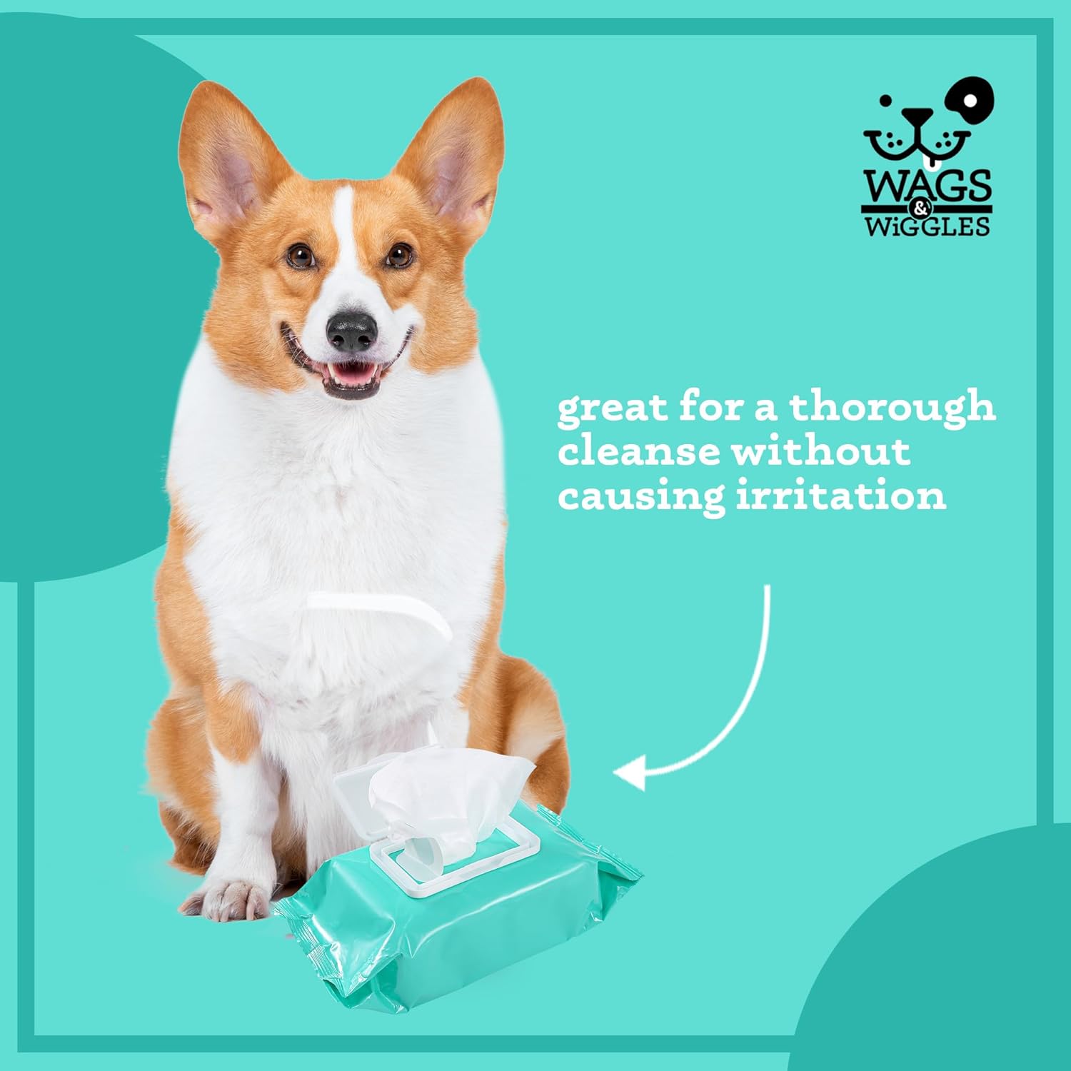 Wags & Wiggles Hypoallergenic Dog Wipes for Sensitive Skin, Fragrance Free Waterless Cleansing Towelettes for Paws Face Body & Rear, No SLS DEA Parabens, 100 Count - Image 3