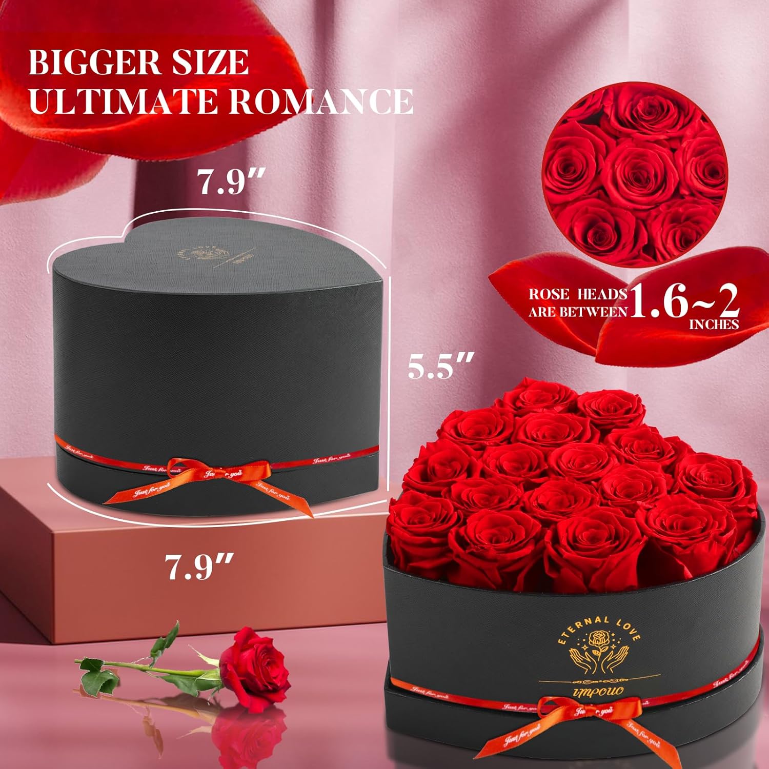 16-Piece Preserved Rose Birthday Gifts for Women, Eternal Rose Preserved Flowers for Delivery Prime Mothers' Day, Valentine's Day, Christmas, Birthday - Red Roses - Image 2