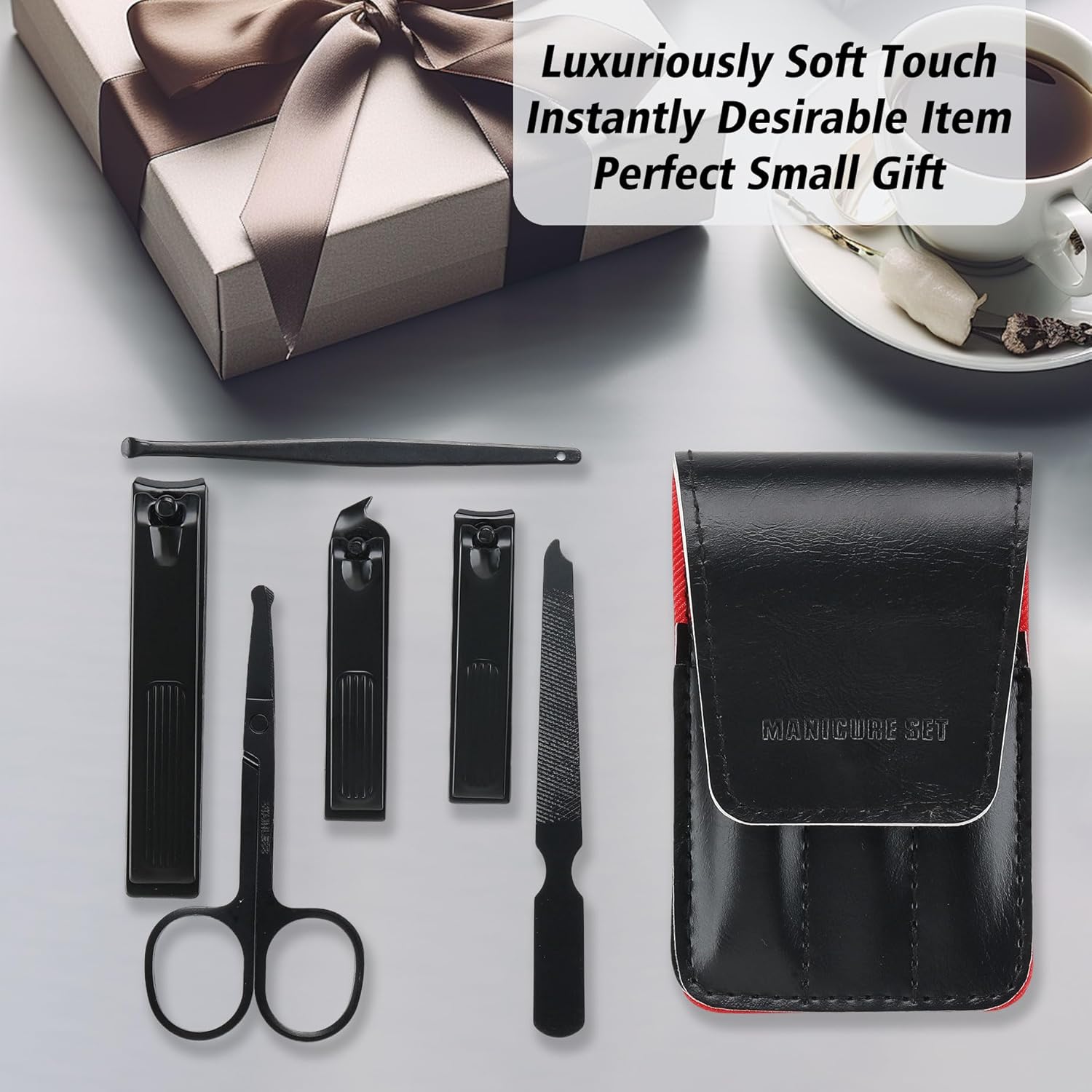 Cool Manicure Set for Men, Nail Clipper Grooming Kit for Teen Boy, Boyfriend, Husband, Dad, Small Gift Idea for Christmas Stocking Stuffers or Birthday Gift (Black) - Image 6