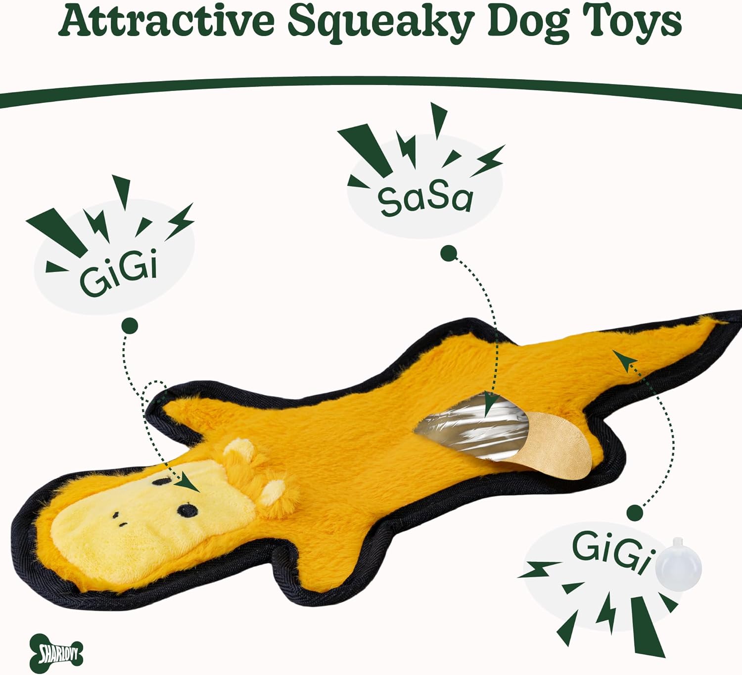 SHARLOVY No Stuffing Dog Toys Crinkle Squeaky, Long Lasting Chews for Aggressive, Durable Plush Dog Puppy Chew Toys for Teething, with 6 Tough Layers for Small Medium Large Breed - Image 3