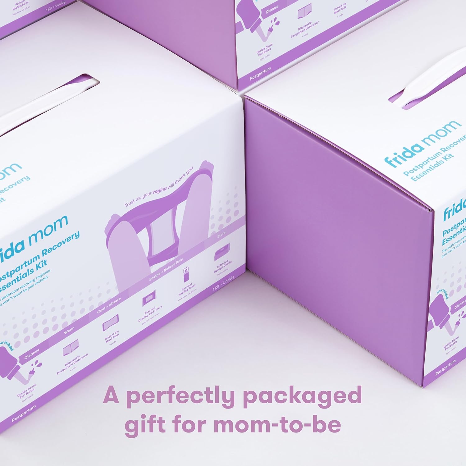 Frida Mom 11pc Postpartum Essentials Kit Gift Set, Hospital Bag Must Haves for New Mom, Includes 4 Disposable Postpartum Underwear, 4 Ice Maxi Pads, Perineal Healing Foam & 24 Pad Liners & Peri Bottle - Image 6