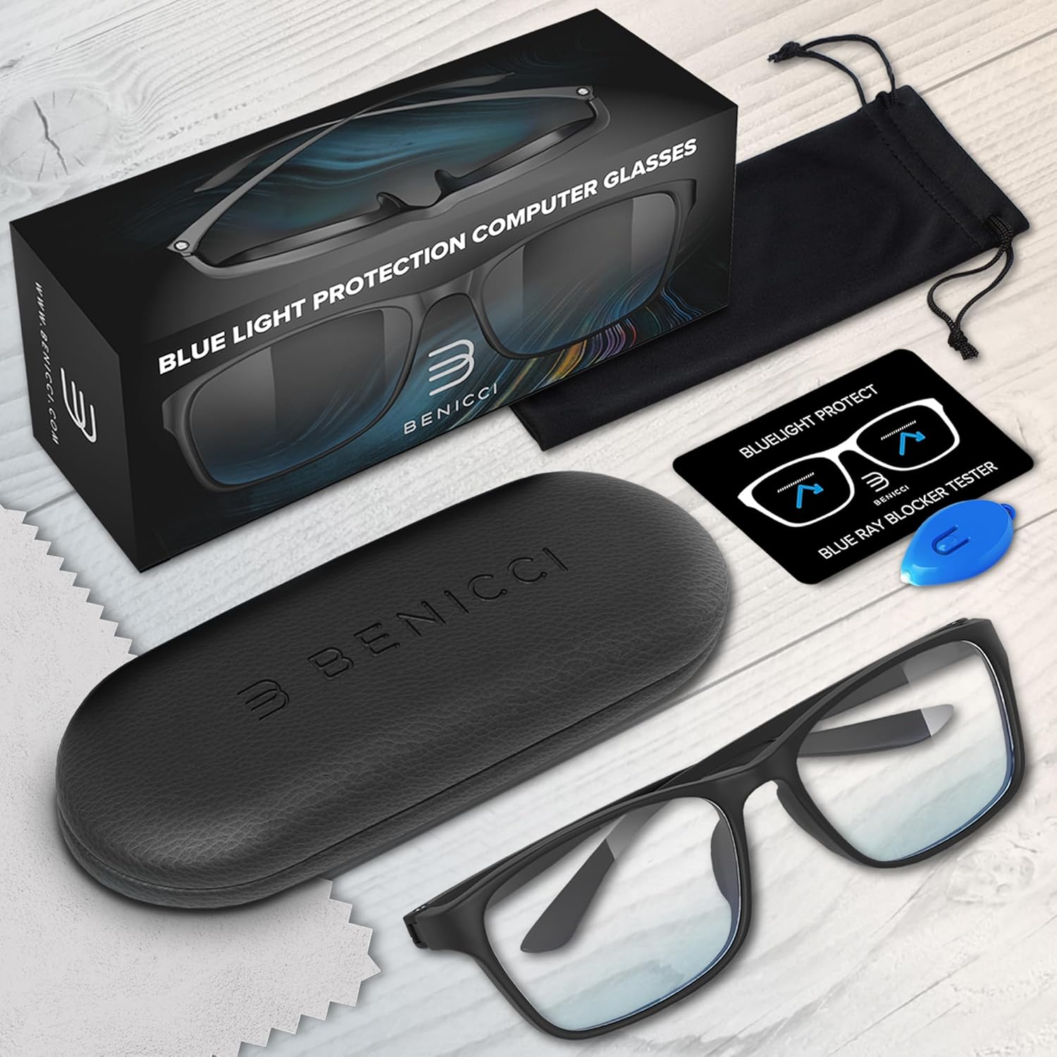 Stylish Blue Light Blocking Glasses for Women & Men – Helps Ease Digital Eye Strain & Headache from Computers, Phones w/Case - Image 6