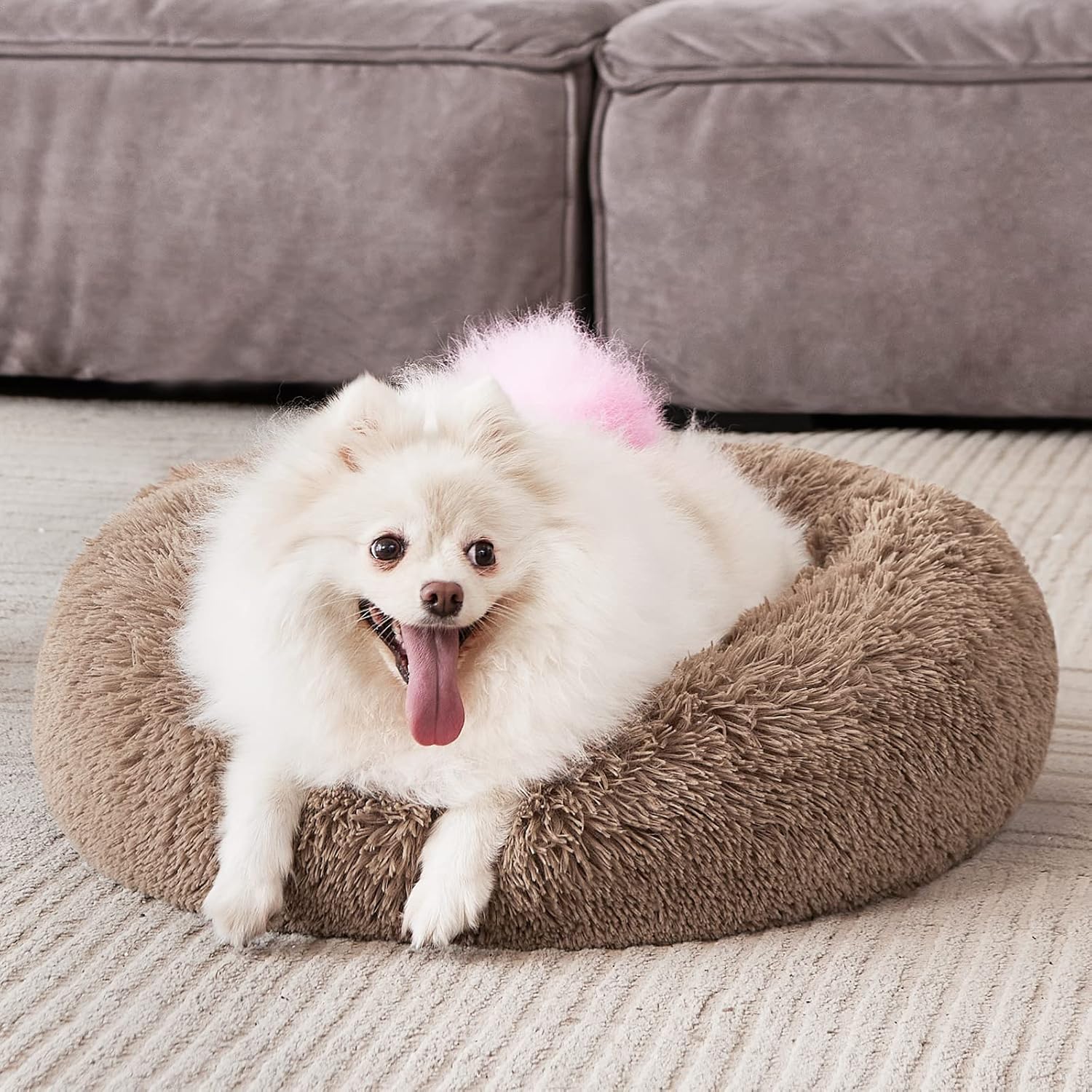 MIXJOY Orthopedic Dog Bed Comfortable Donut Cuddler Round Pet Beds Ultra Soft Washable Dog and Cat Cushion (20''/23''/30'') (23'', Brown) - Image 7