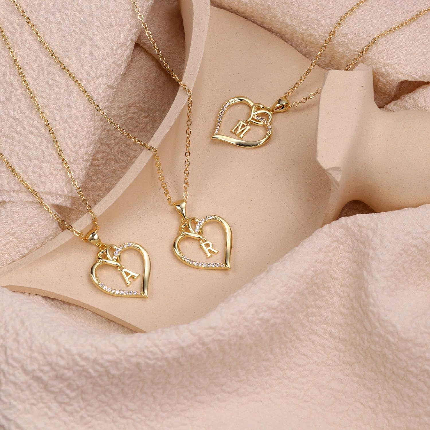 STORUP Easter Basket Stuffers - Easter Gifts for Women Teen Girls, Heart Initial Necklaces for Women Girls, 14K-Gold-Plated Initial A-Z Heart Necklaces for Teen Girl Jewelry Gifts for Her Mom Wife - Image 5