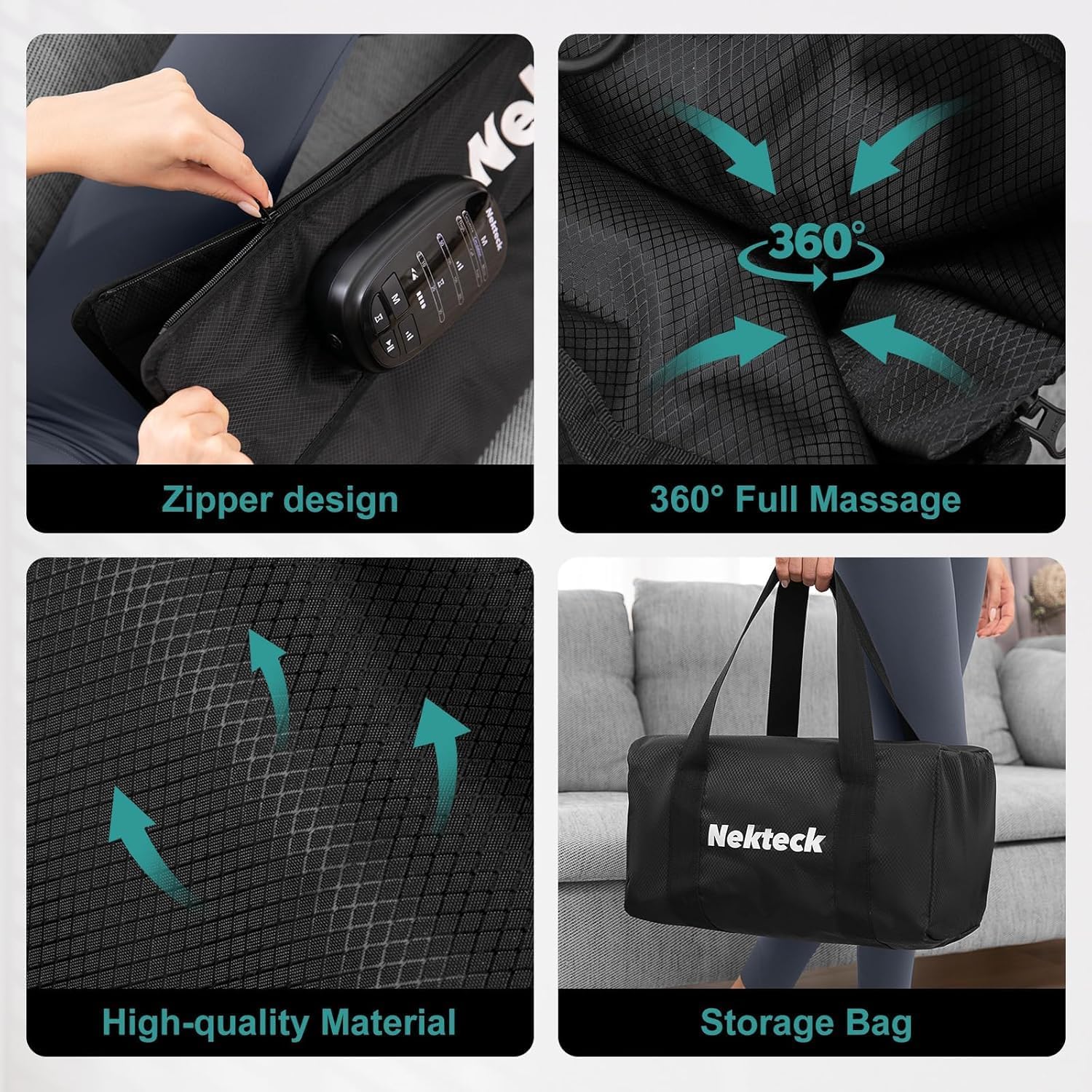 Nekteck Leg Compression Massager Recovery System, Cordless Foot and Leg Massager for Circulation and Pain Relief, Rechargeable Compression Boots with 6 Modes 4 Intensities, Legs Relaxation - Image 8