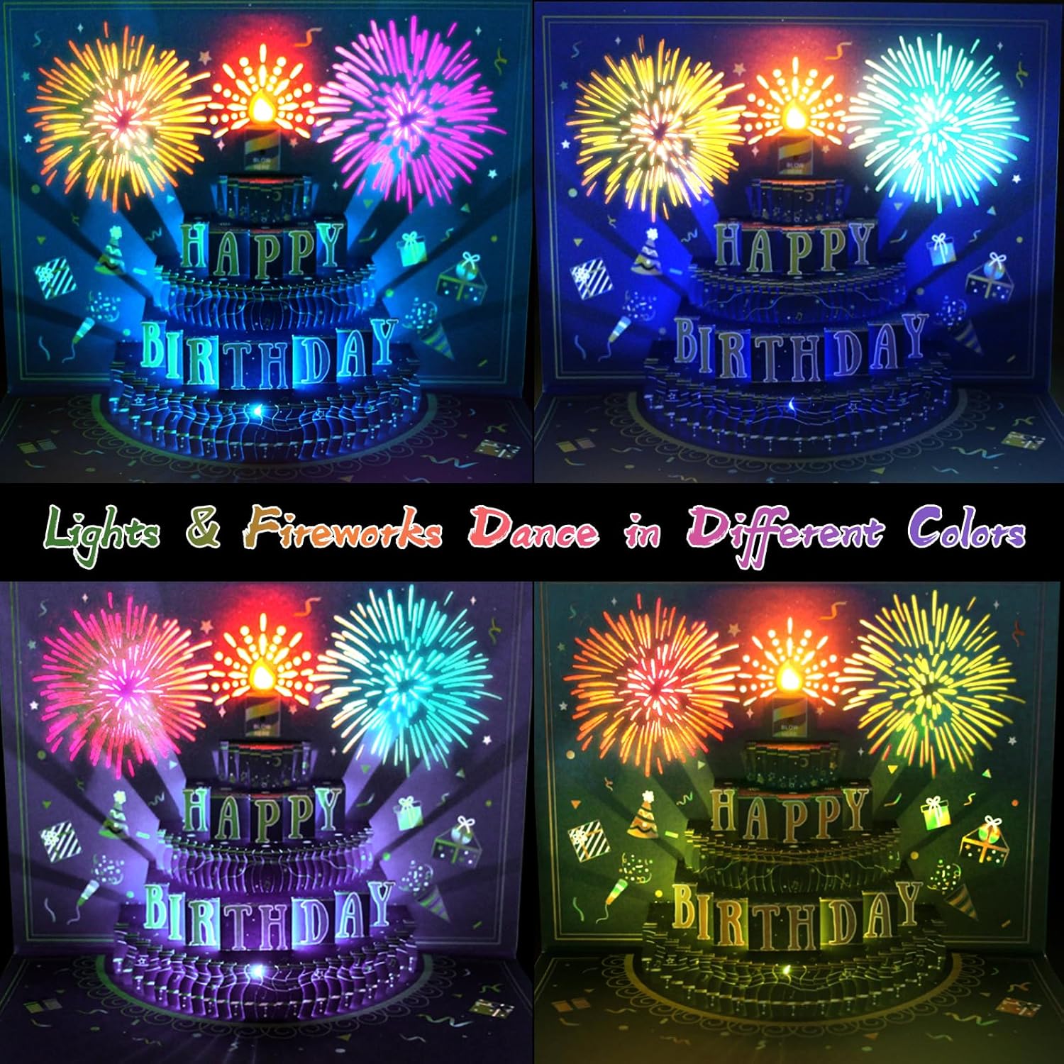 3D Pop Up Birthday Cards, Musical LED Lights Birthday Cards, Greeting Cards, Birthday Gifts for Mom Women Men Kids Child Dad Father Wife - Image 3