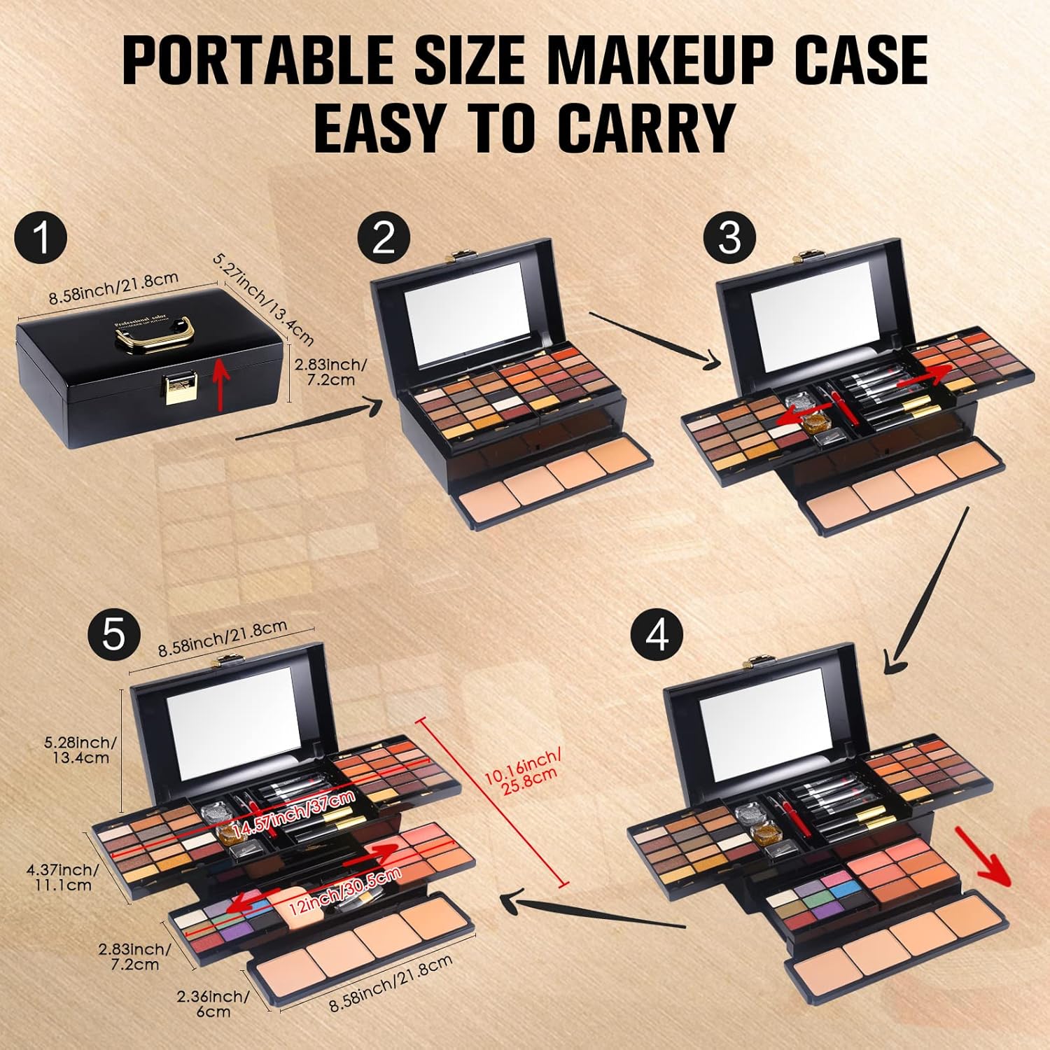 Professional Makeup Kit for Women Full Kit with Mirror 58 Colors All in One Make up Gift Set for Girls Included Eyeshadow,Compact Powder,Blusher,Lipstick,Eyebrow Pencil,Gitter Gel,Eyeliner,Mascara (N) - Image 6