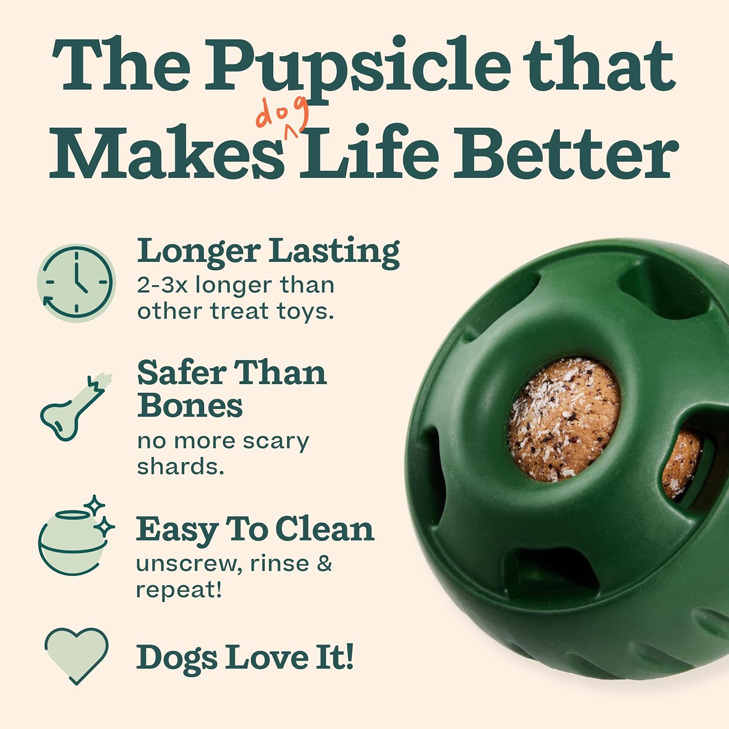 WOOF Starter Pack - Interactive Dog Ball Toy for Boredom - Dog Treat Molds Silicone - Chicken-Flavored Healthy Treats for Dogs - Pupsicle Doggy Enrichment Toy - for Small Pups - 10-25 lbs - Image 3