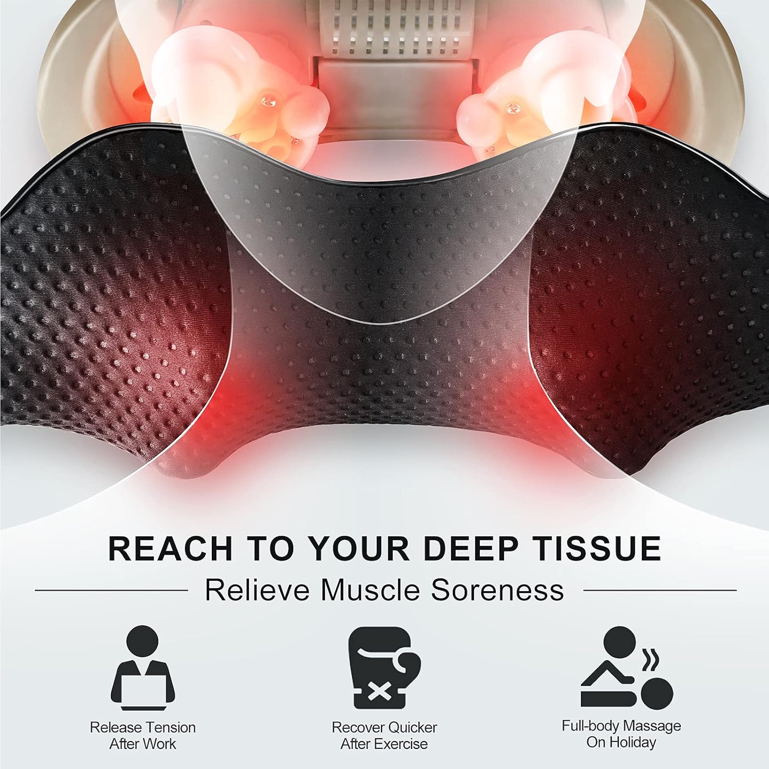 Mirakel Shiatsu Neck & Back Massager with Heat - Deep Tissue Neck, Back & Shoulder Pain Relief - Ergonomic Design Shoulder Massager, Electric Kneading Whole Body Massage Pillow Gifts for Women, Men - Image 7