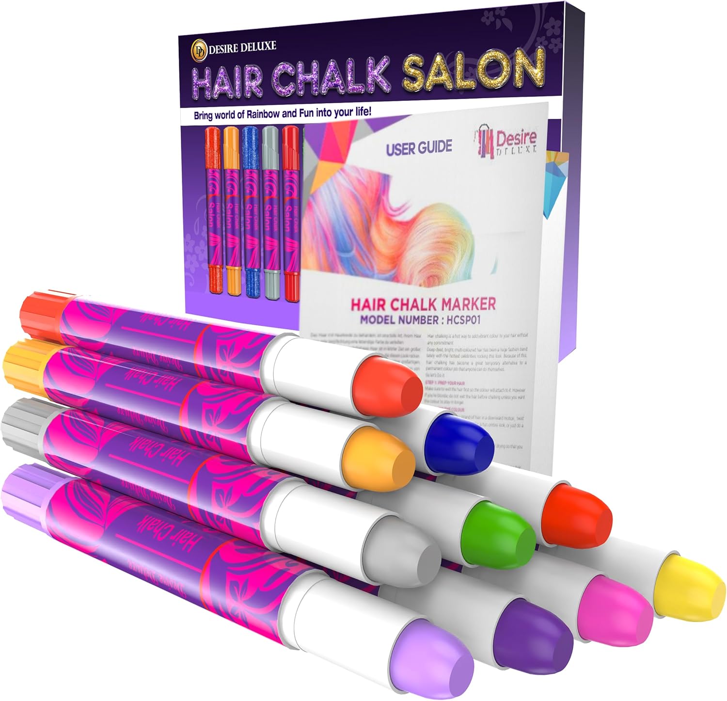 Desire Deluxe - Girls Gifts Hair Chalk 10 Temporary Non-Toxic Easy Washable Hair Dye Colourful Pens - Image 7