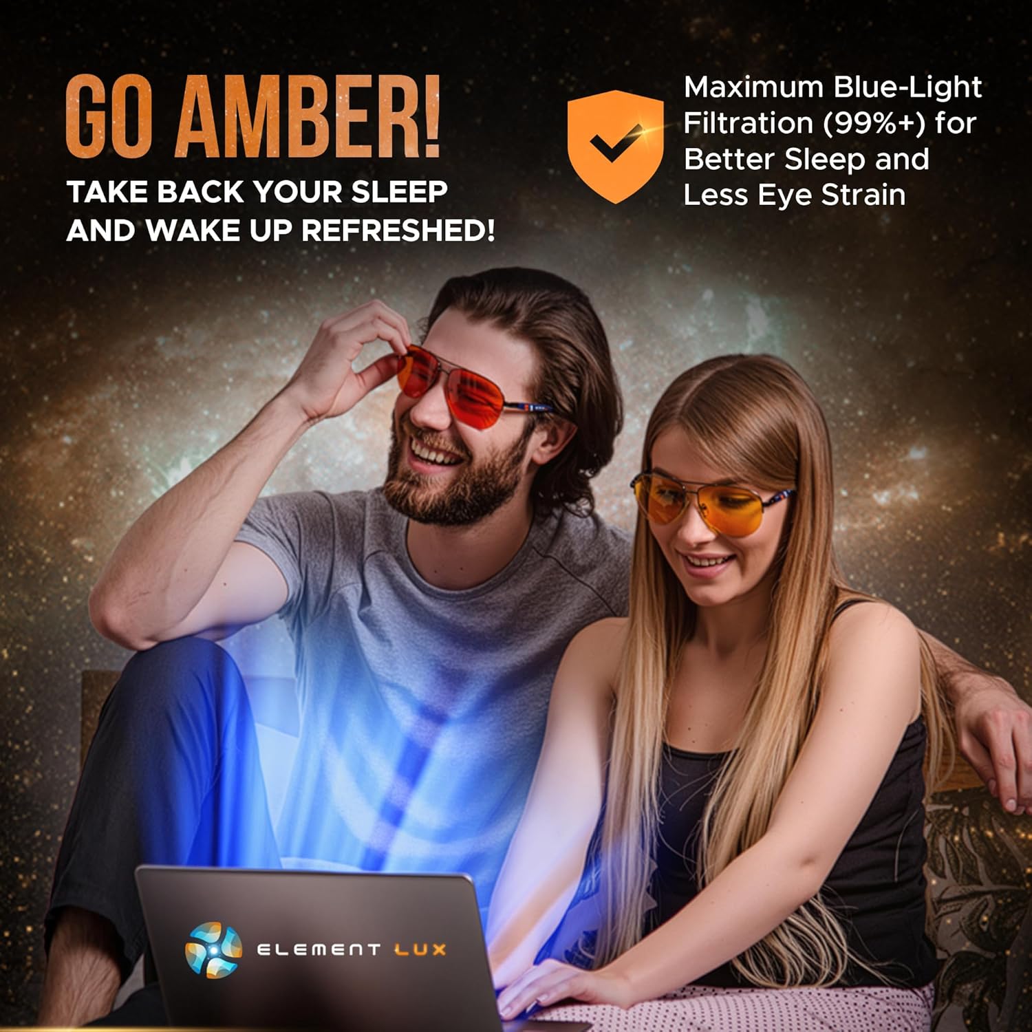 Blue Light Blocking Glasses Amber Lenses -For Better Sleep, Gaming, Eye Strain Blocker, Computer, Sunglasses - Image 5