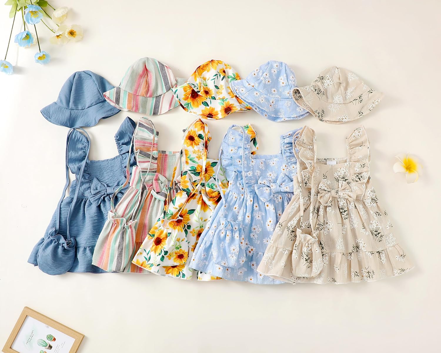 Renotemy Newborn Infant Baby Girl Dresses Summer Outfits Boho Casual Sundress Gifts Toddler Clothes for Girl with Hat and Bag - Image 4