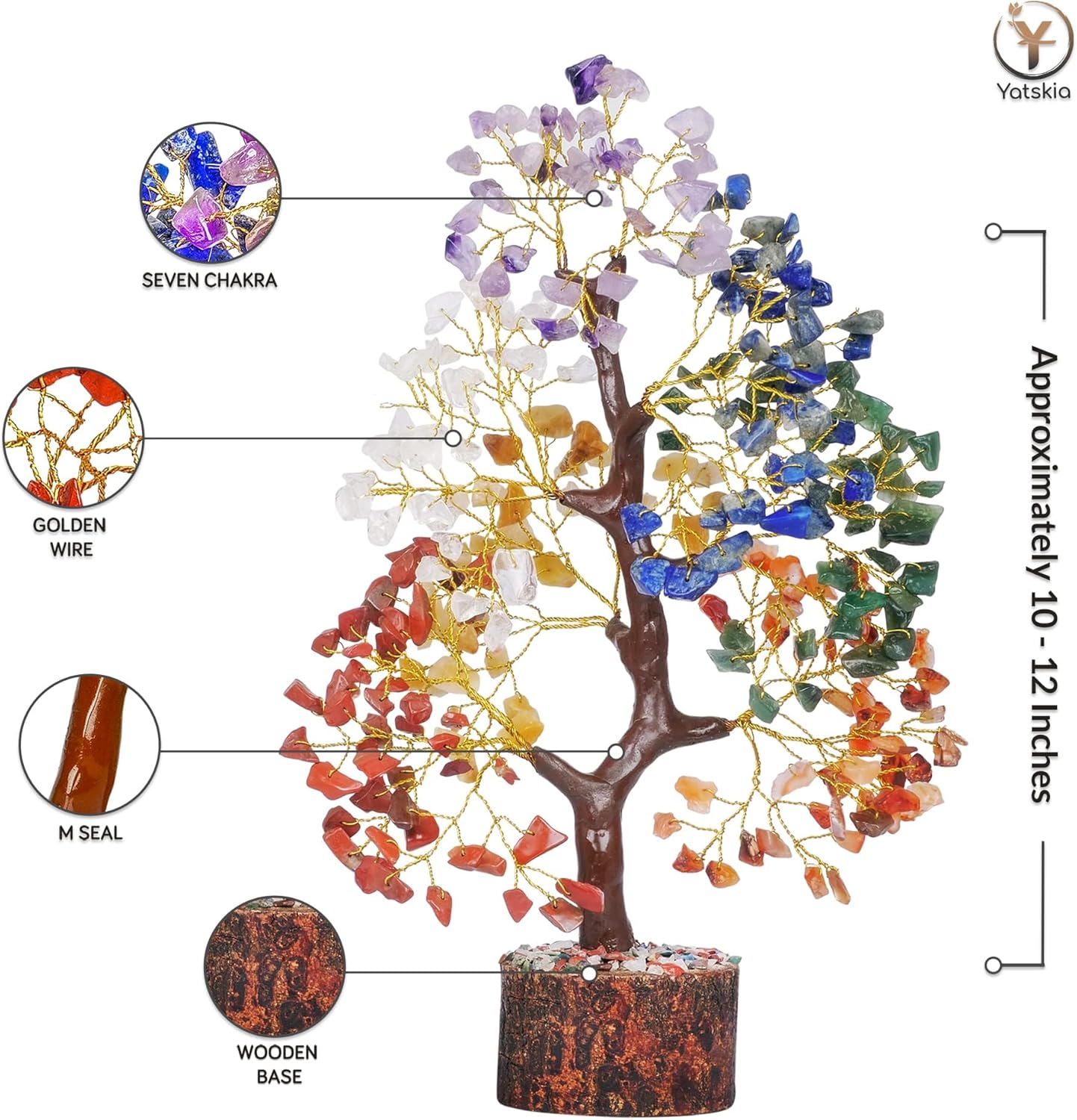 YATSKIA 7 Chakra Tree of Life - Crystals and Healing Stones | Birthday Gifts for Women | Crystal Tree for Positive Energy | Home Office Decor | Spiritual Gifts for Women - Image 7