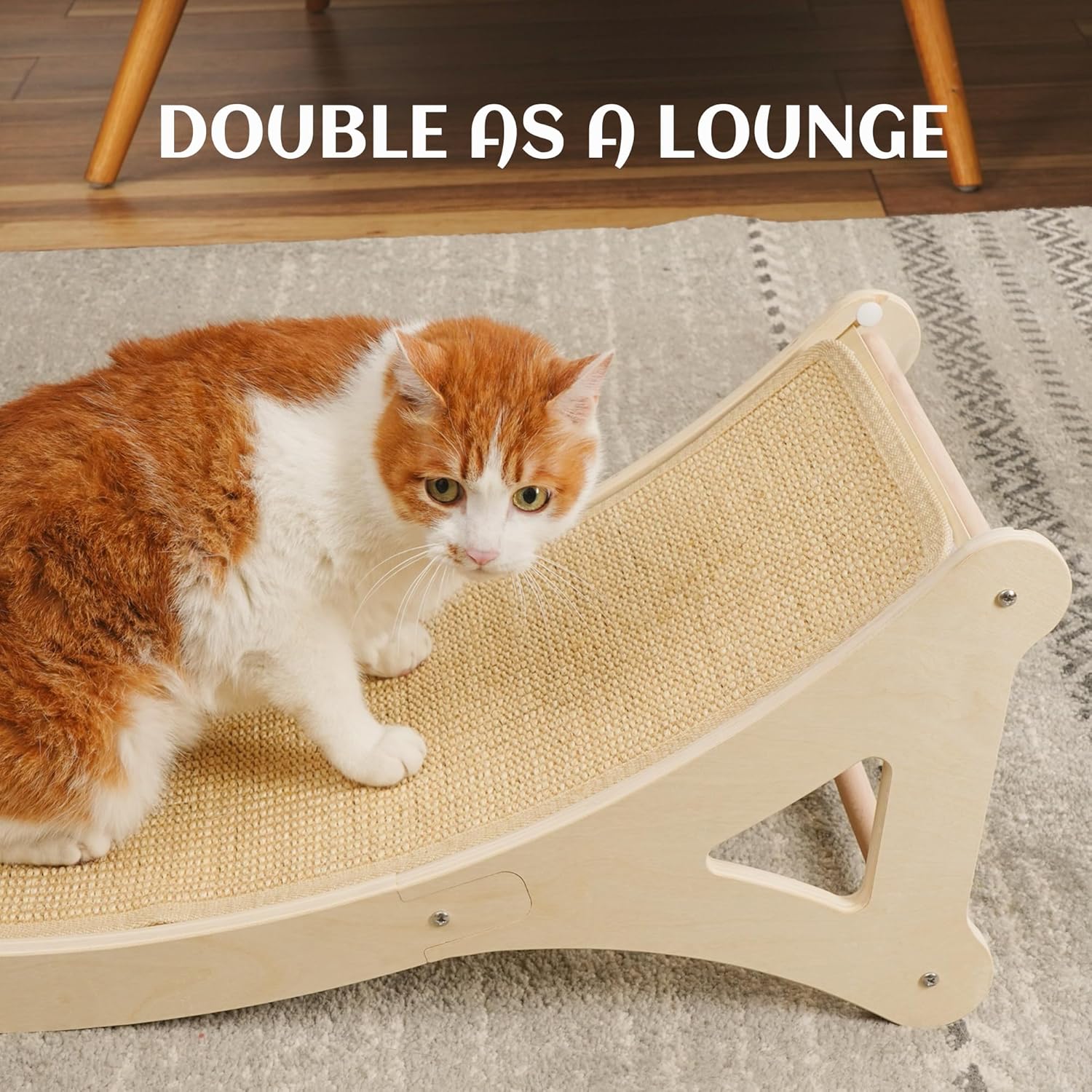 PETKARAY Curved Cat Scratcher, Sisal Kitty Scratching Ramp, L Shape Scratch Pad for Indoor Cats, 25.6" Furniture Protector with Mouse Toy - Image 7