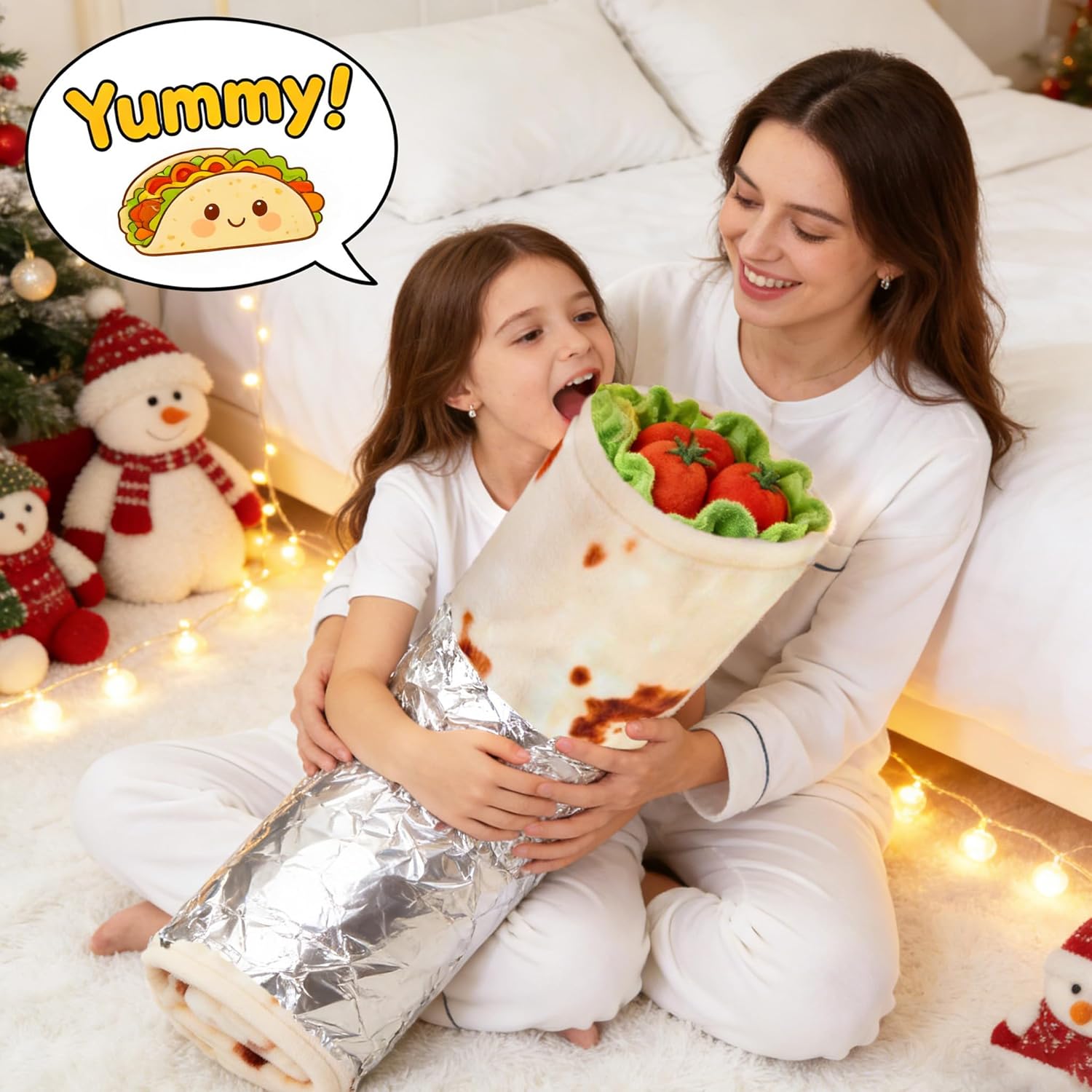 SeaRoomy Burritos Tortilla Blanket, Realistic Food Wrap Blanket Double Sided, Novelty Funny Tortilla Round Soft Blankets (Beige, 47 inches) - Image 4