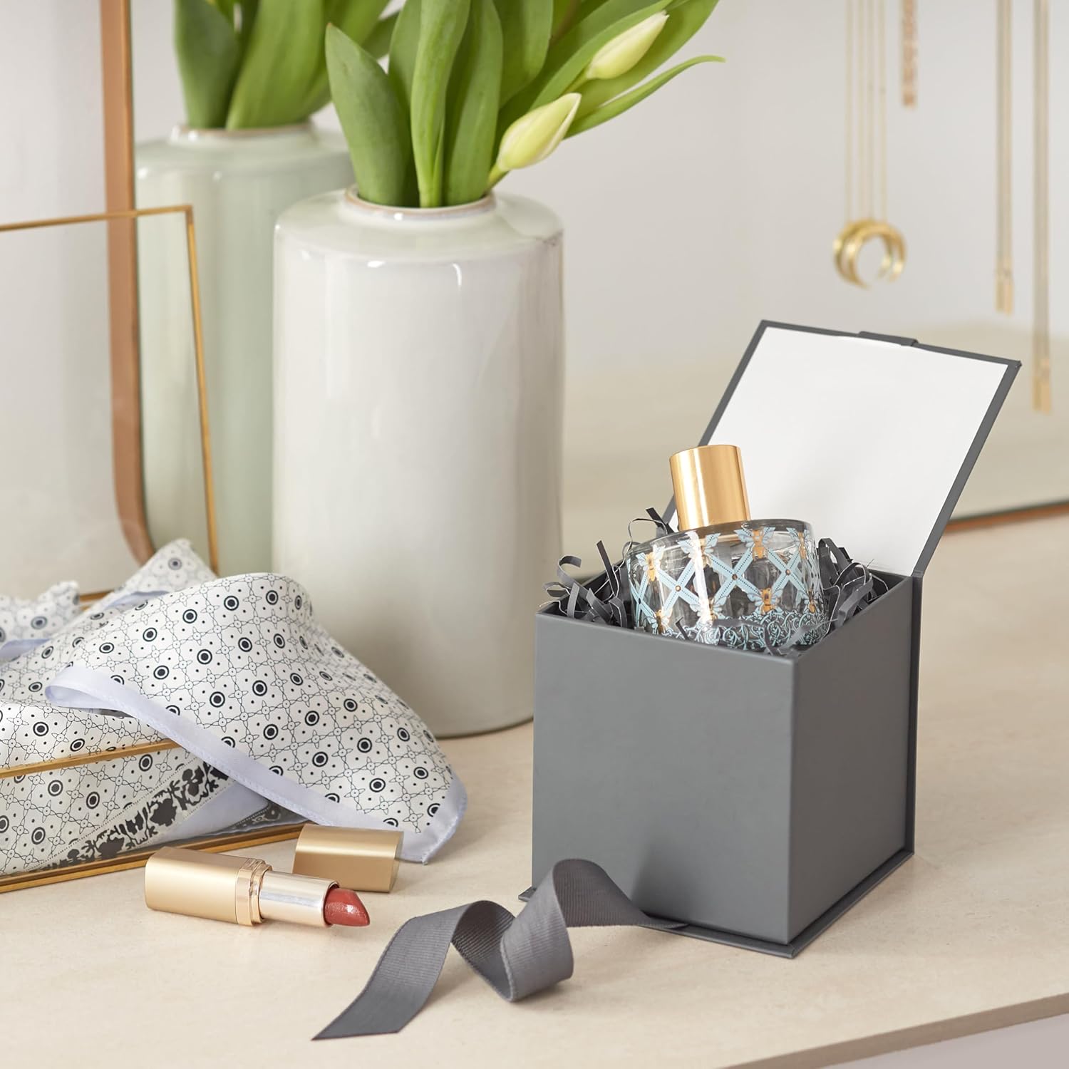 Hallmark Small Gift Box with Bow and Shredded Paper Fill (Gray 4 inch Gift Box) for Weddings, Graduations, Birthdays, Father's Day, Groomsmen Gifts, All Occasion - Image 7