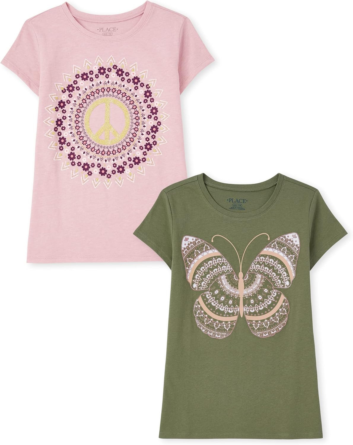 The Children's Place Girls Unicorns,Sports,Butterflies Short Sleeve Graphic T-Shirts,2 Pack