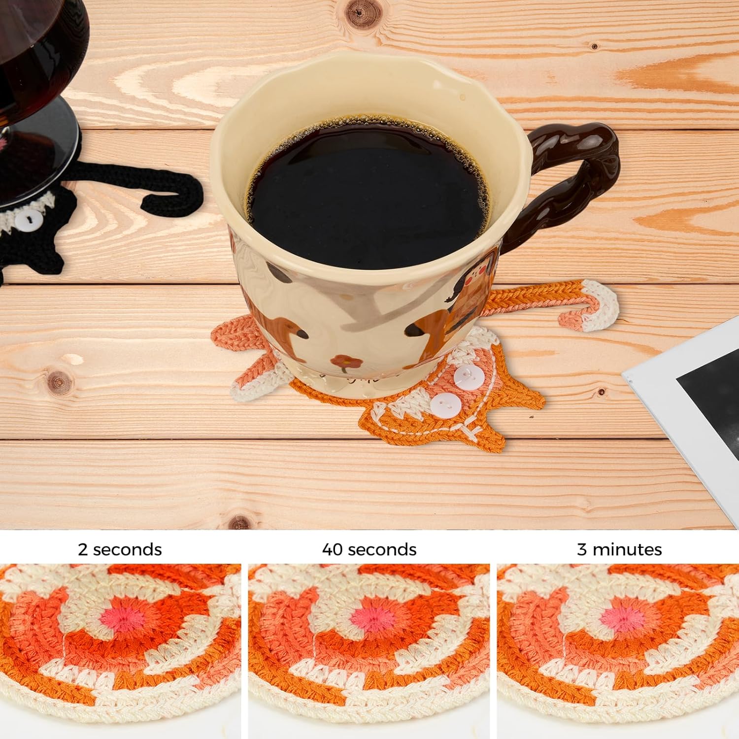 Drink Coaster | Cat Gifts for Cat Lovers,Fun Woven Creative Coasters,Cute Coffee Coaster for Home Decor Tabletop Protection Suitable for Kinds Cups (3PC) - Image 6