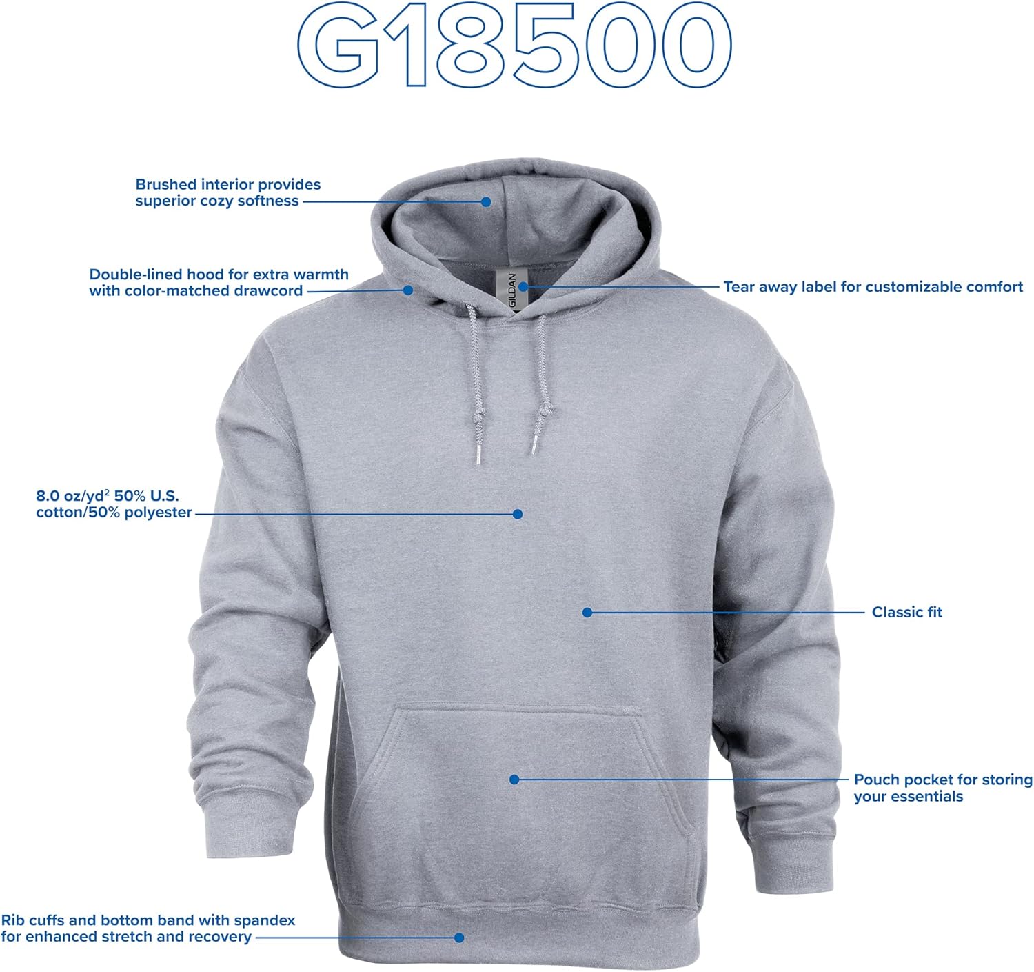 Gildan Adult Fleece Hoodie Sweatshirt, Style G18500, Multipack - Image 5