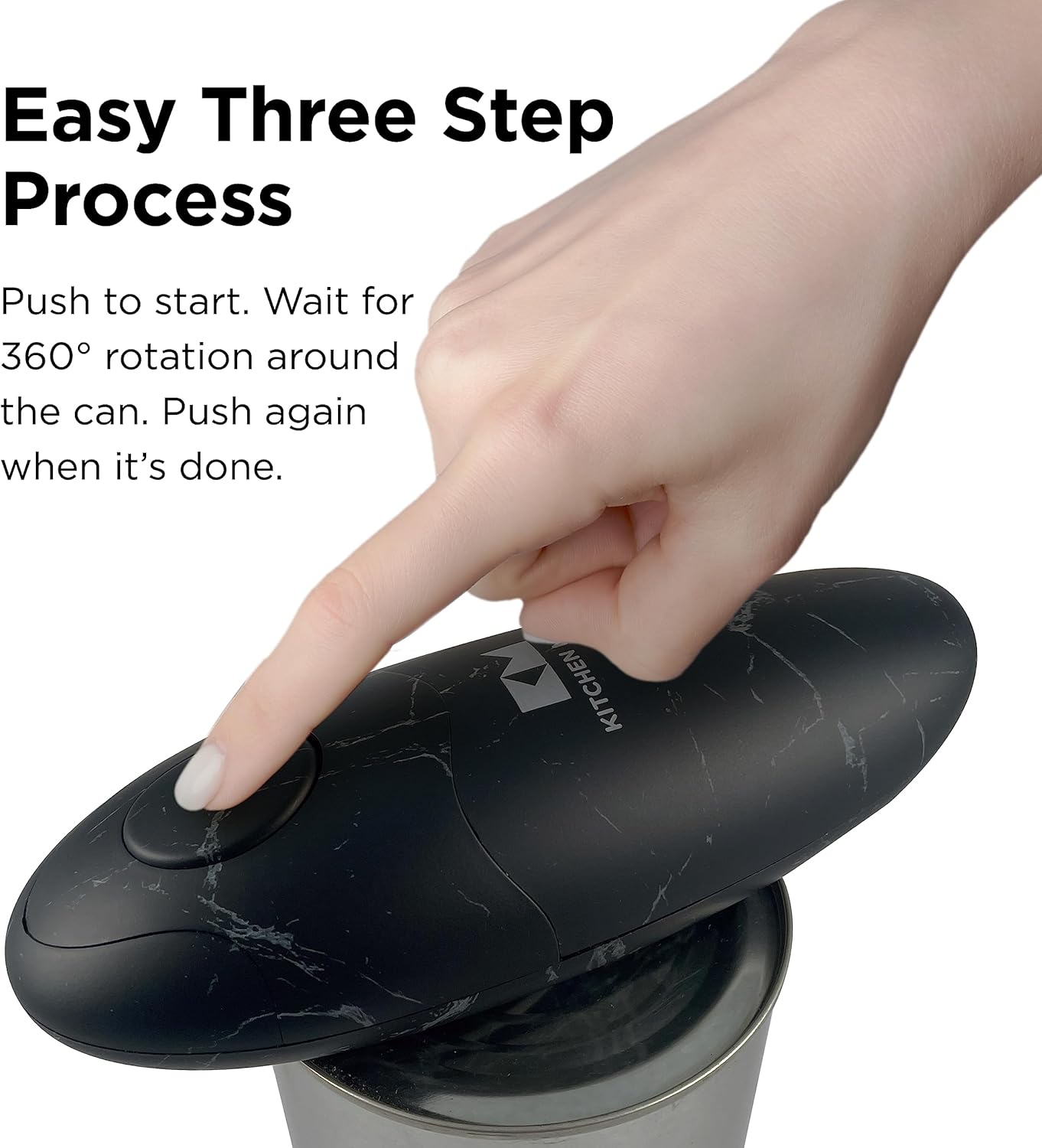 Kitchen Mama Auto 2.0 Electric Can Opener: Blade Opens Almost Any Can Pop or Soda Can - Automatic, Hands Free, Safe, Smooth Edge, Lid Remover, Battery Operated, Cordless, YES YOU CAN (Marble Black) - Image 2
