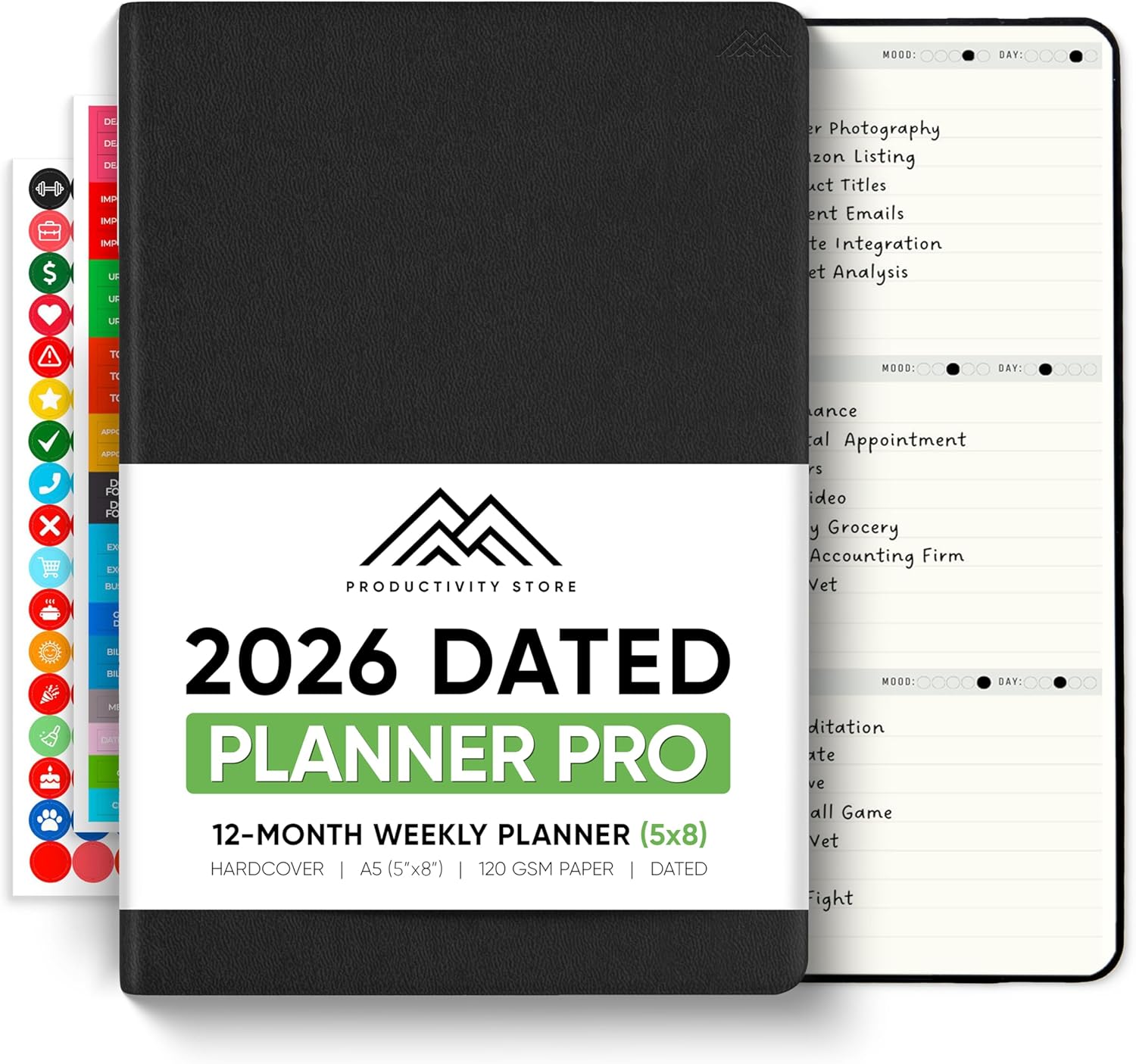 Dated, 2026 Planner, 5.8” x 8.3” - The #1 Productivity Planner to Achieve Your 2026 Goals - Planner 2026-2027 by PRODUCTIVITY STORE (A5, BLACK)