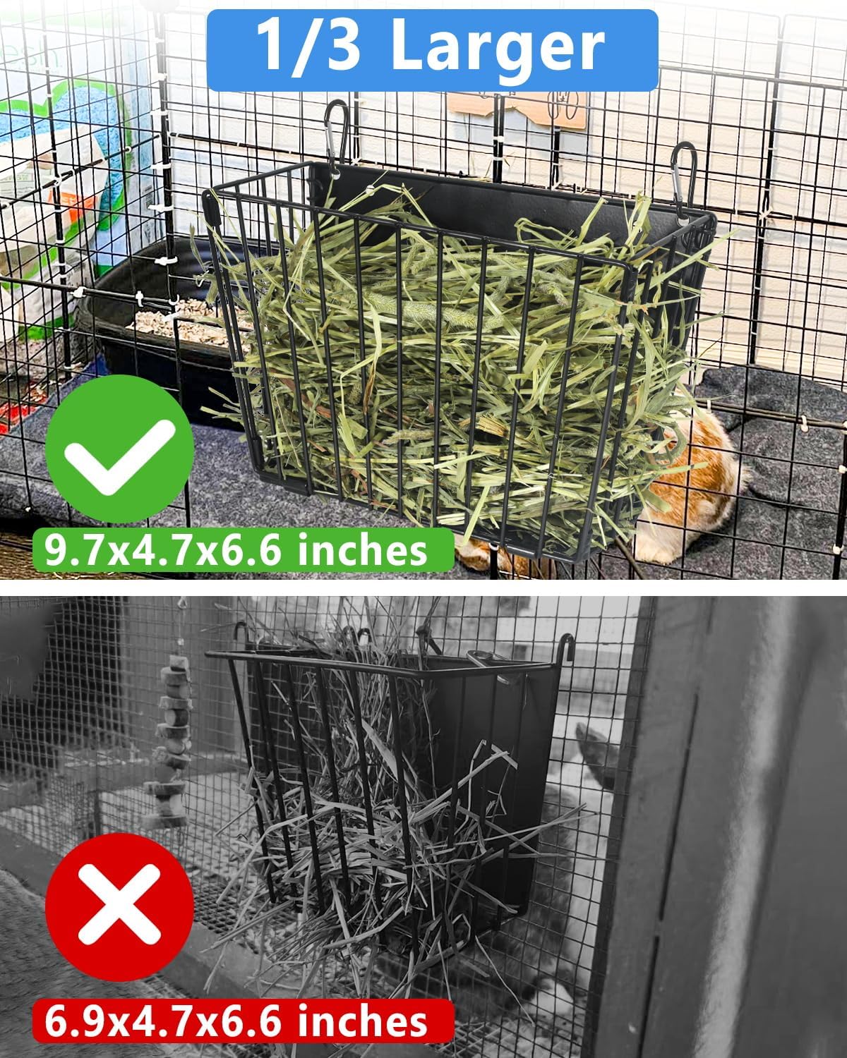 X Large Rabbit Hay Feeder Guinea Pig Hay Feeder Metal Frame Bunny Hay Holder Guinea Pig Hay Holder for Bunny, Guinea Pigs, Chinchillas, Small Animals (1 Pack) - Image 2